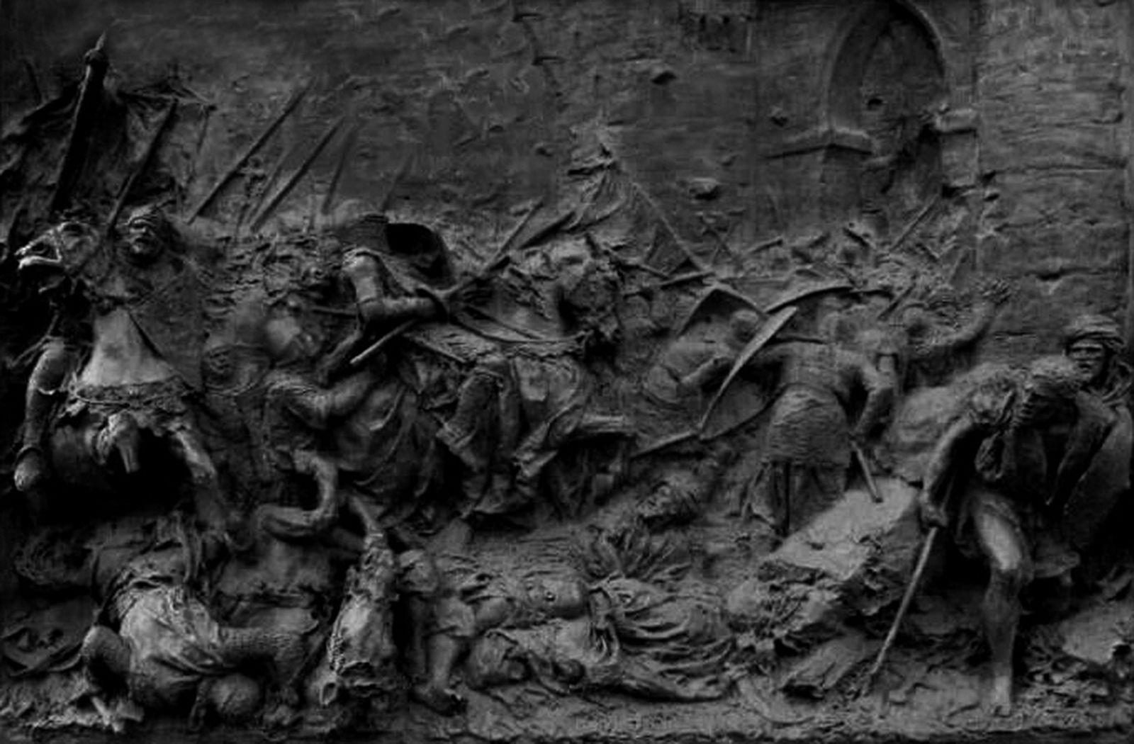 El asedio de Algeciras por el rey Alfonso XI (Relieve de Mariano Benlliure. Colección particular).