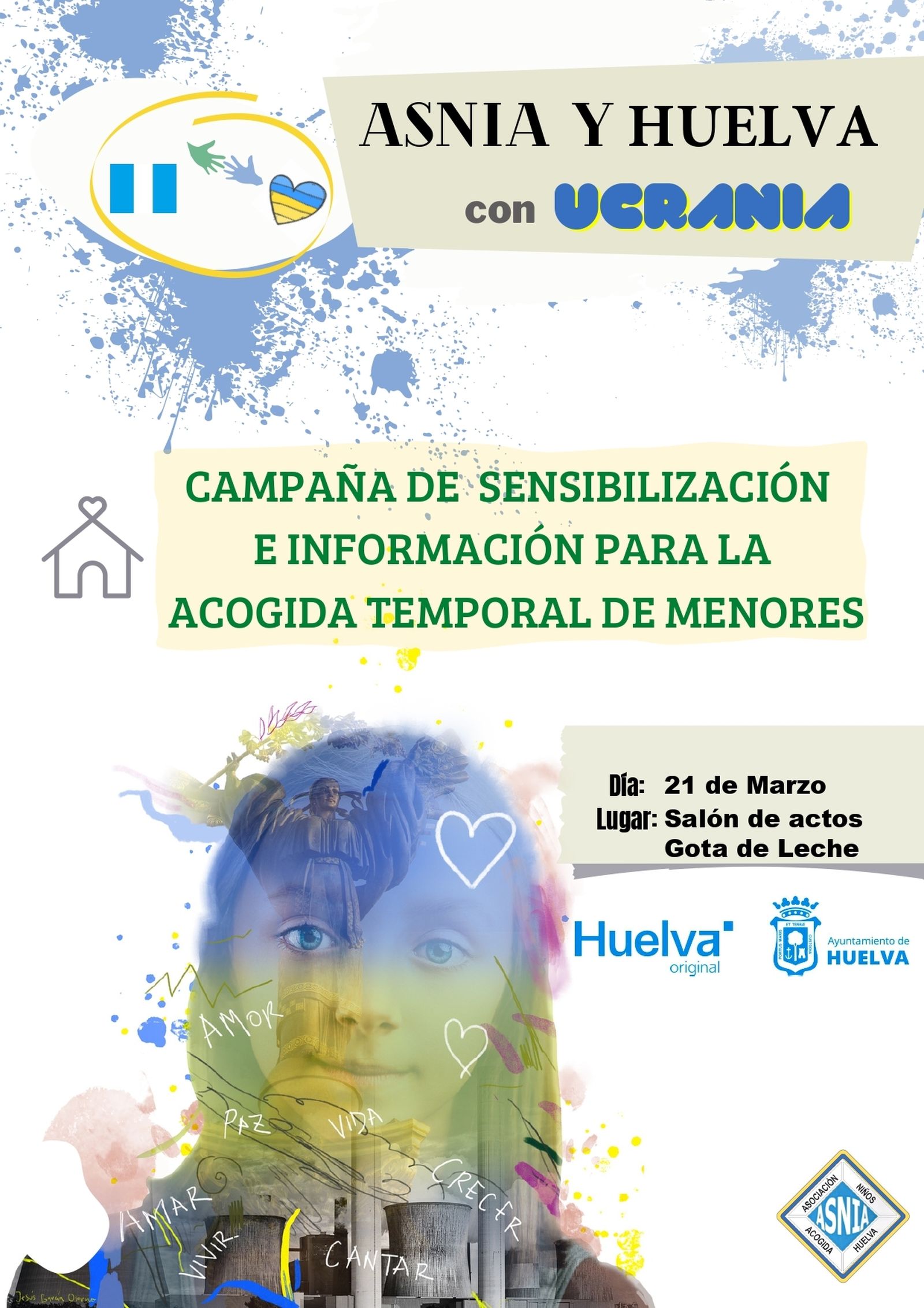 Cartel de la campaña de ASNIA para acoger a niños ucranianos.