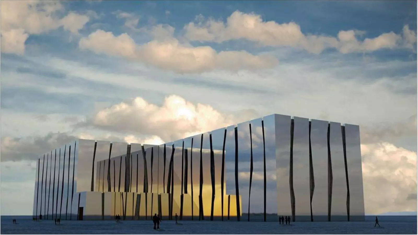 Recración del edificio que albergará el acelerador de partículas