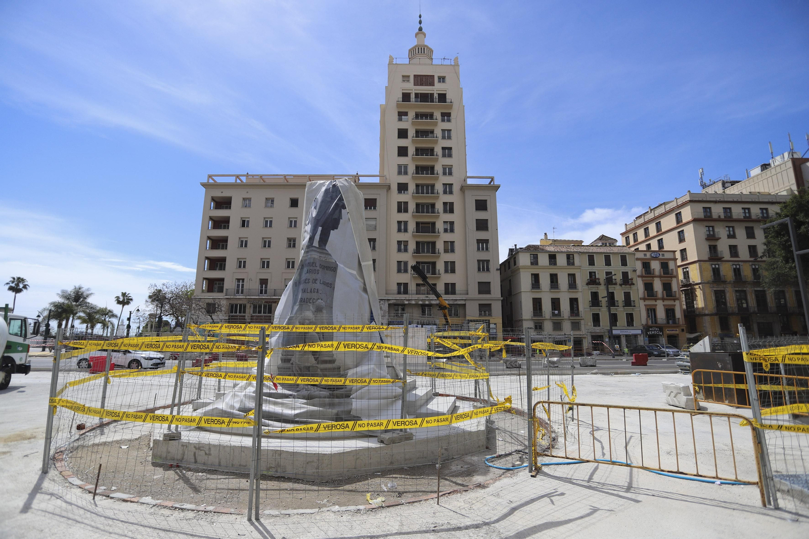 Punto en el que será recolocada la estatua del Marqués de Larios.