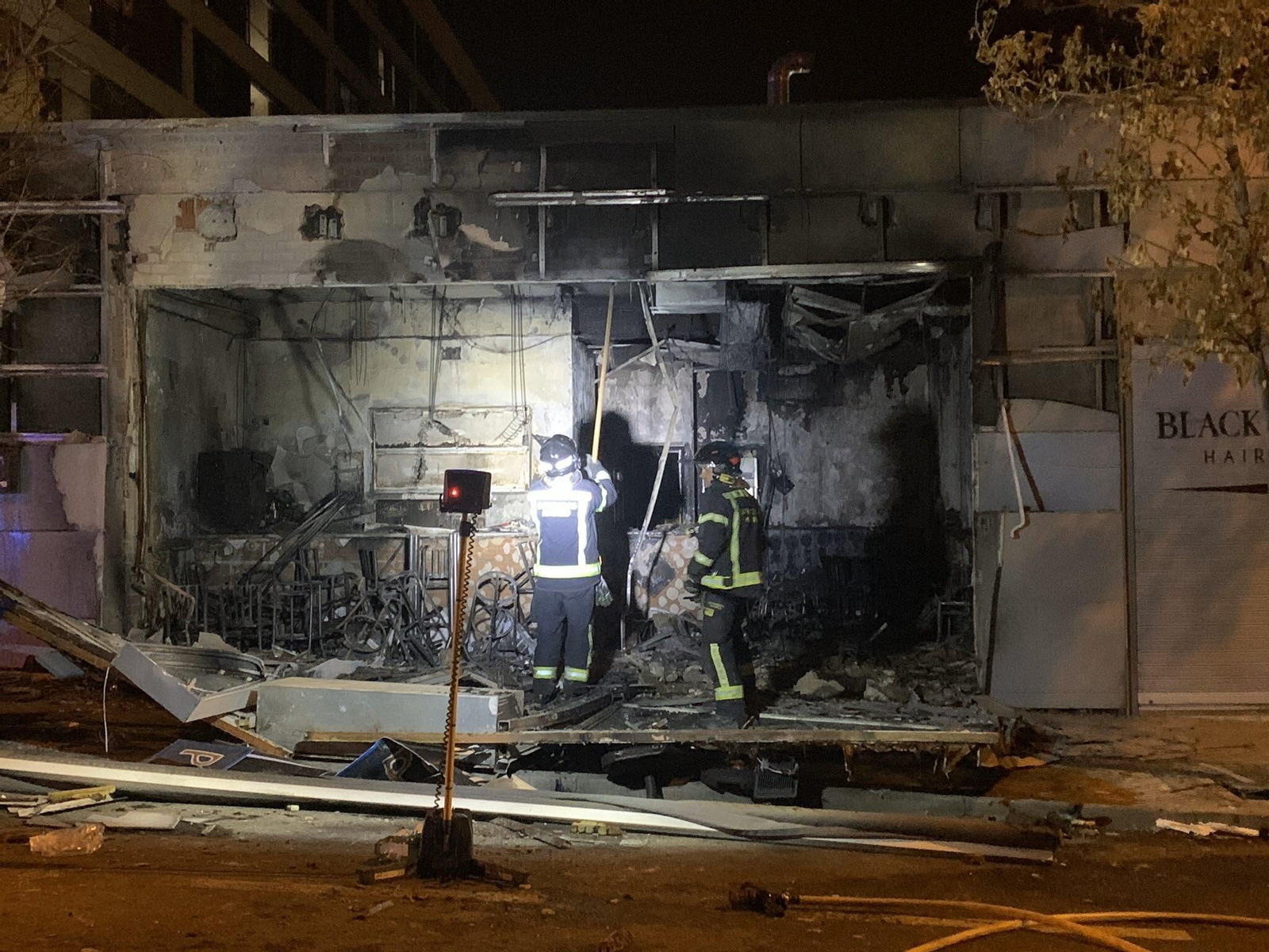 Imagen del bar de Carabanchel tras la explosión registrada