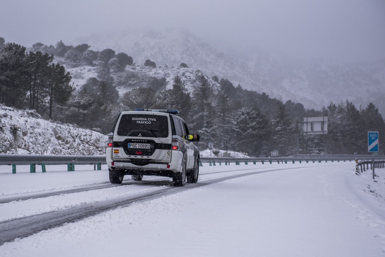 Imágenes de las carreteras cortadas en Granada por la borrasca Gloria