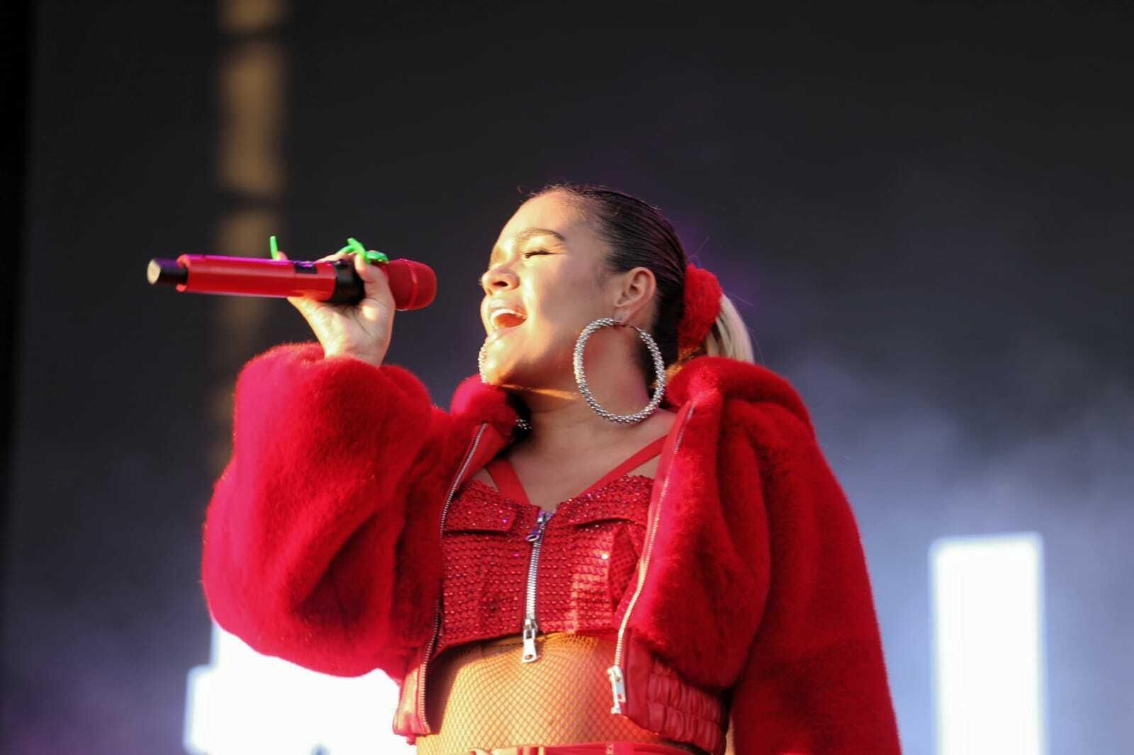 La colombiana Karol G, ayer en el festival Puro Latino.