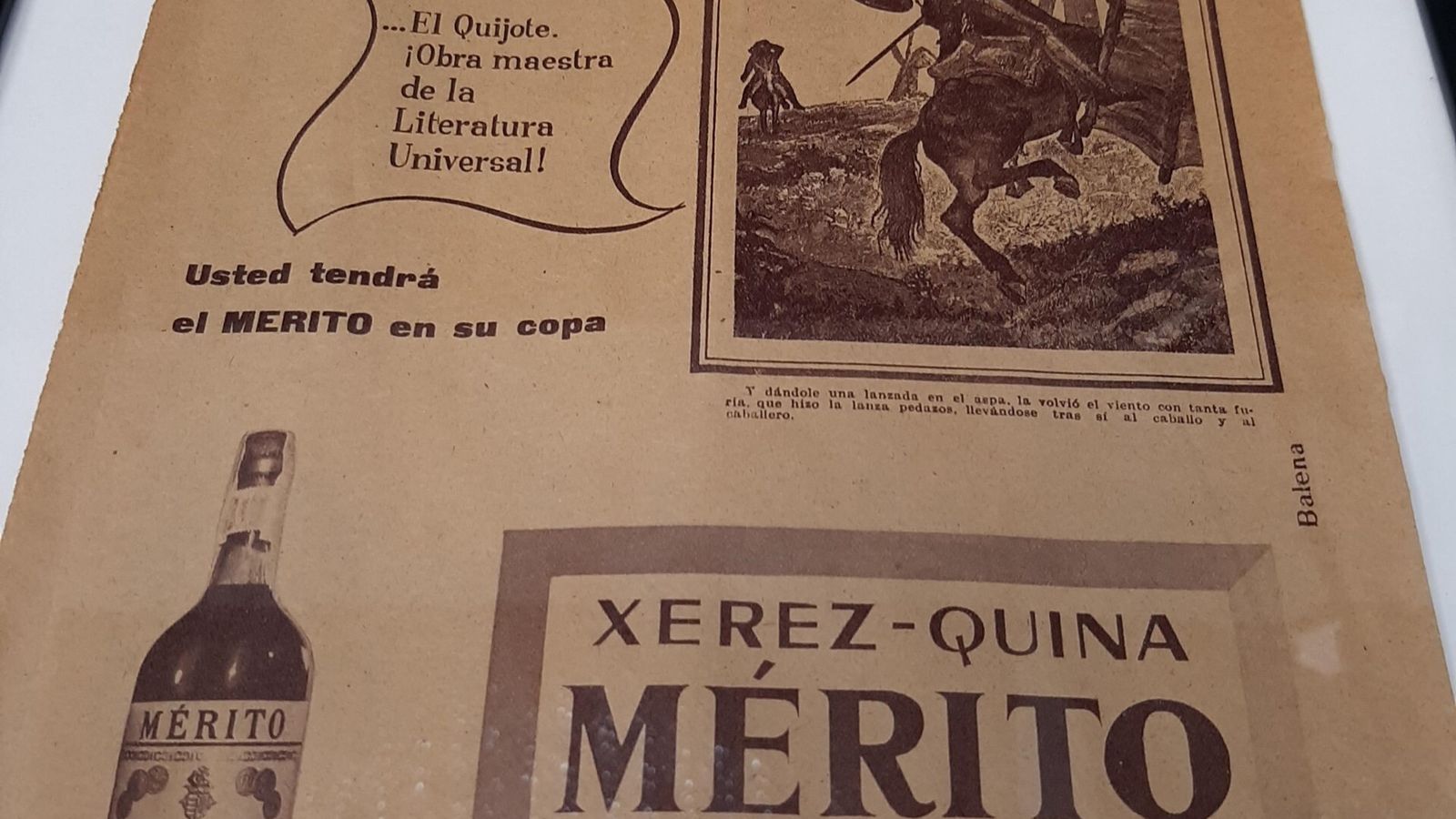 Xerez-Quina de Marqués del Mérito recurre a Don Quijote.