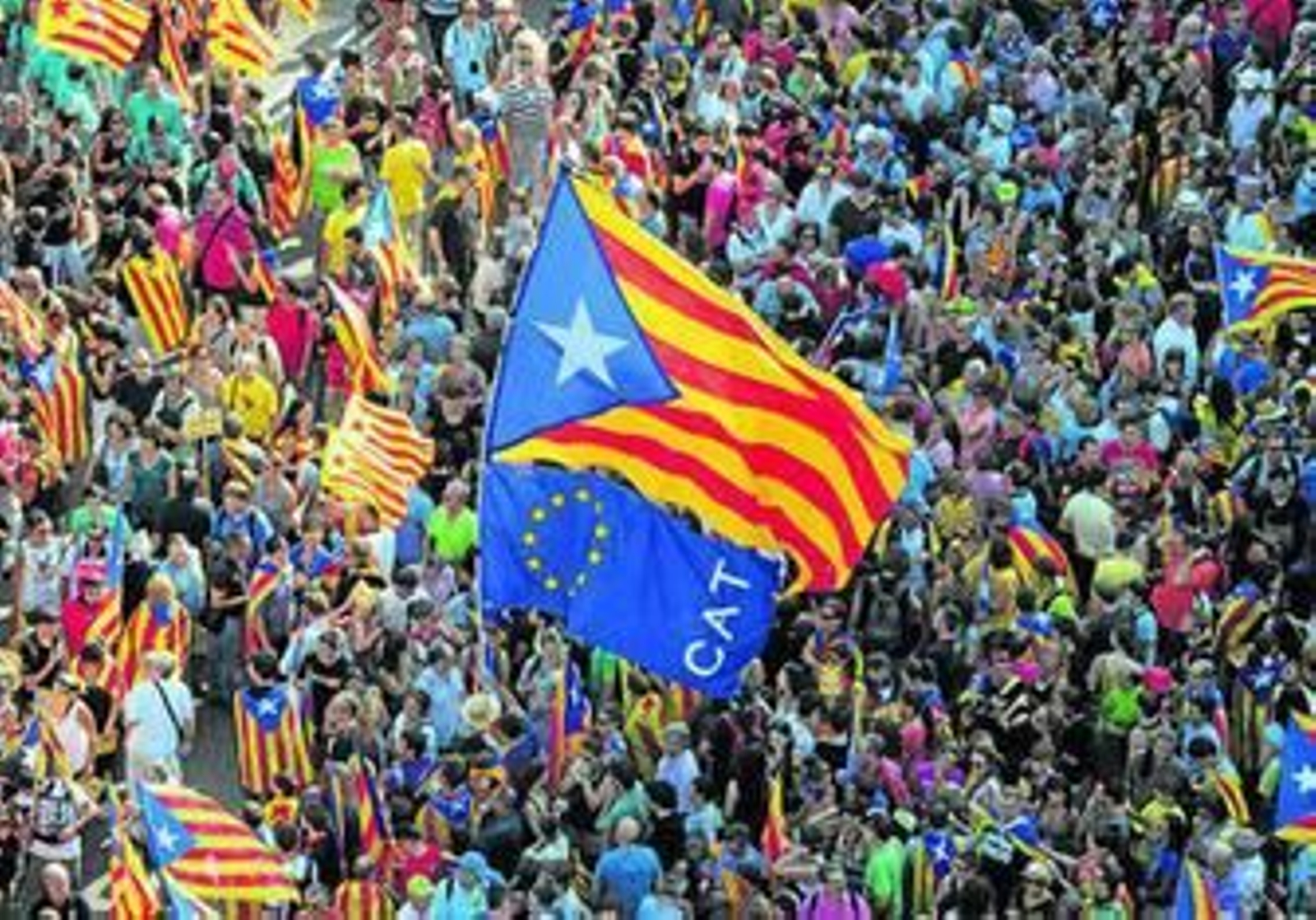 Imagen de la movilización independentista del 11 de septiembre de 2012, considerada por CiU como el punto de inflexión en sus relaciones con el Estado.