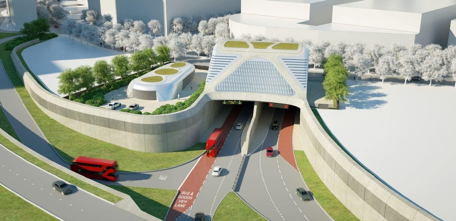El proyecto bajo el Támesis de Londres. Recreación del túnel de doble calzada y 1,4 kilómetros que conectará la península de Greenwich y el distrito de Silvertown. Está valorado 1.400 millones de euros.