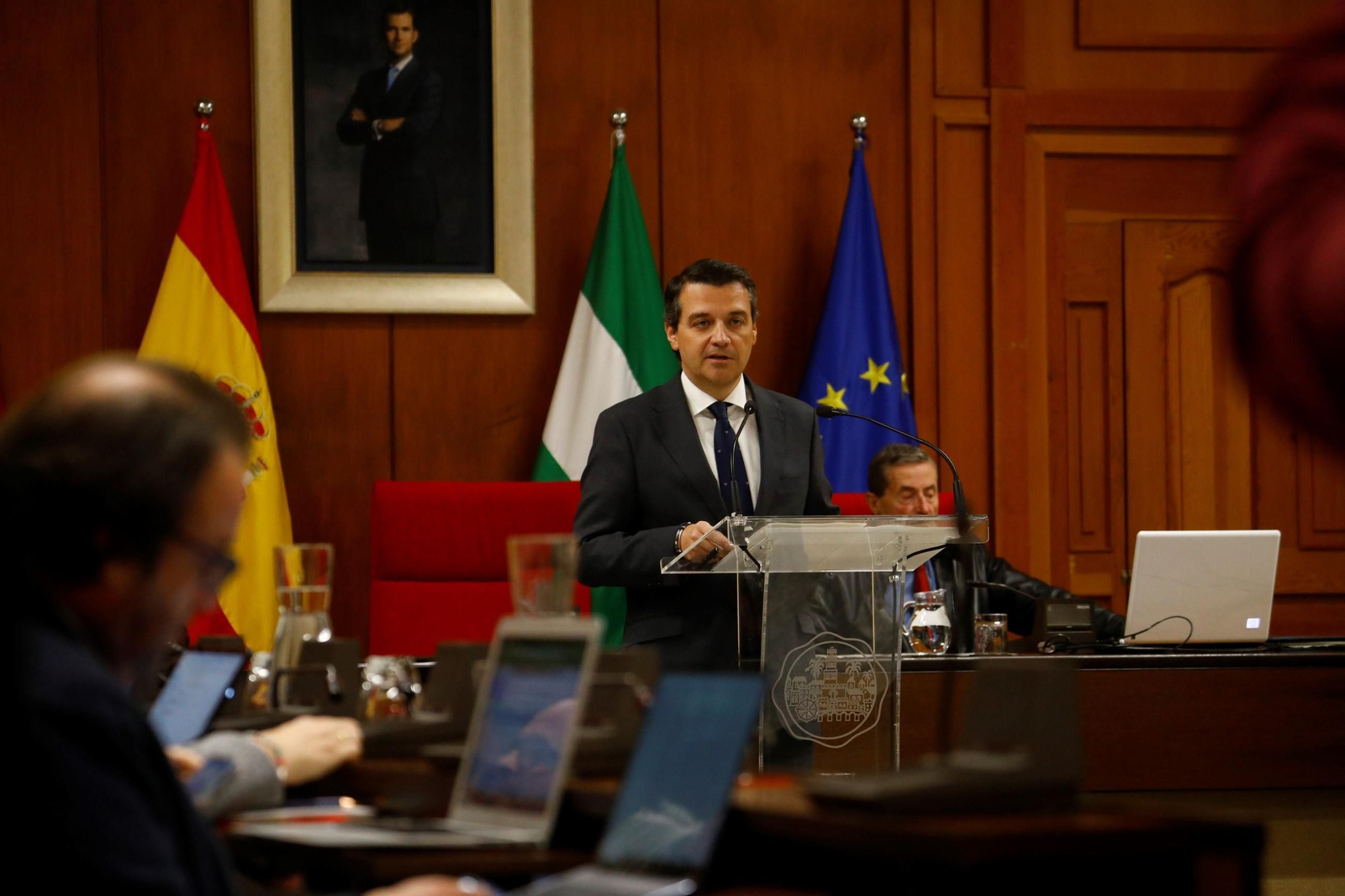Un momento de la intervención del alcalde, José María Bellido