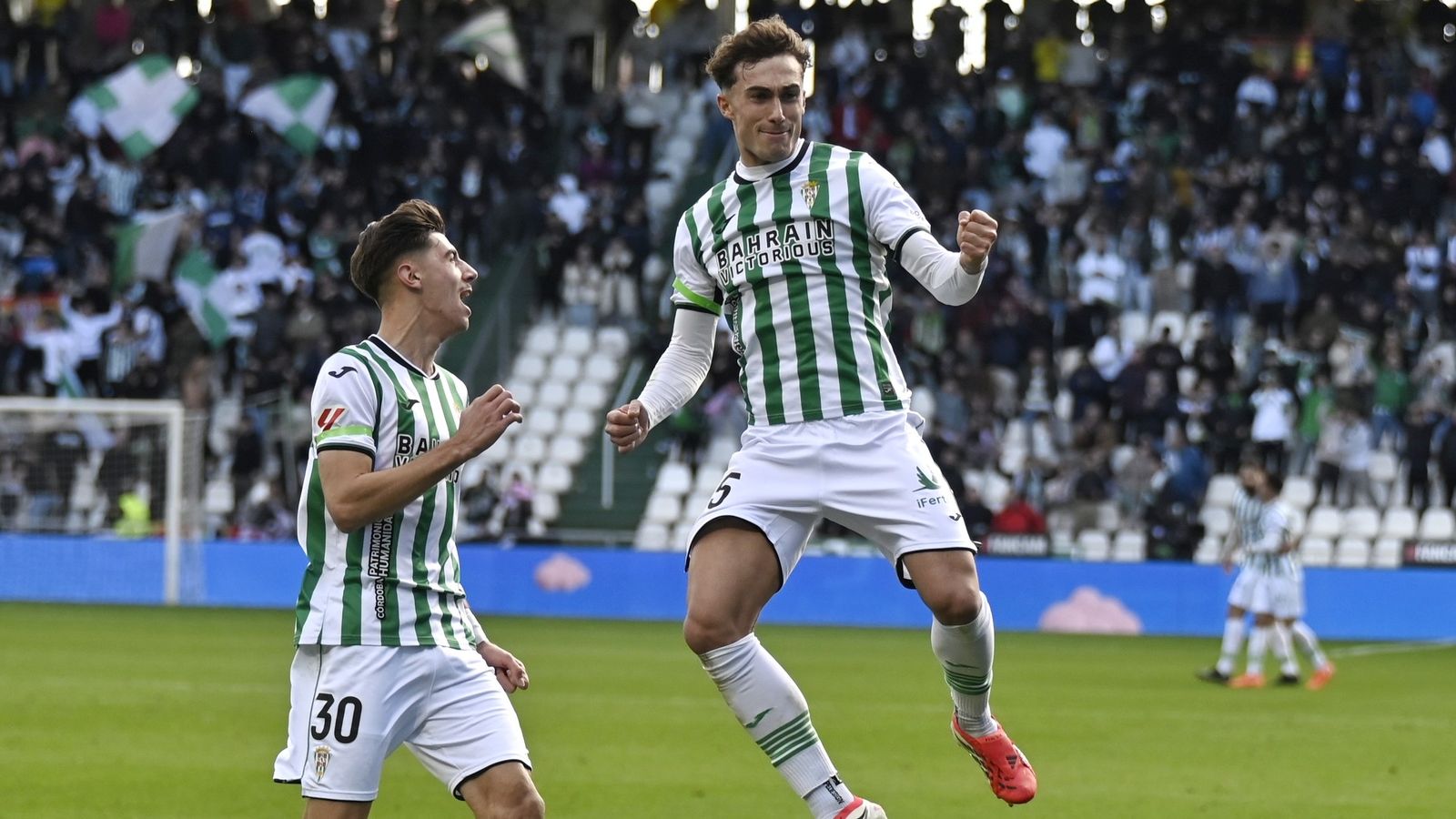 Mikel Goti celebra su gol en el Córdoba CF - Leganés.