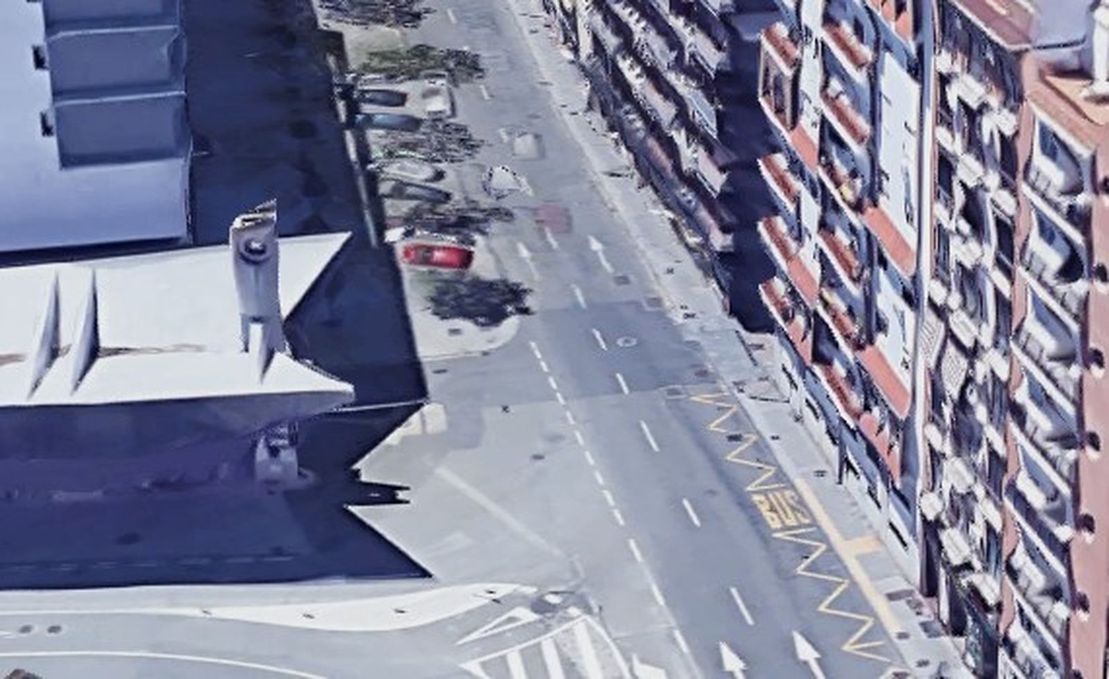 Tramo de la avenida donde se va a colocar un paso de peatones a la salida de calle Rábida.