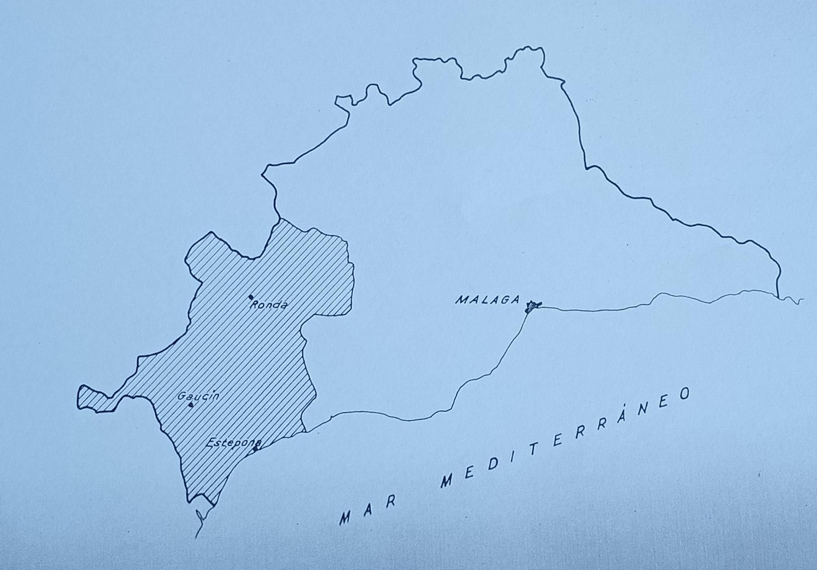 Zonas cedidas por la provincia de Málaga a la nueva provincia de Gibraltar.