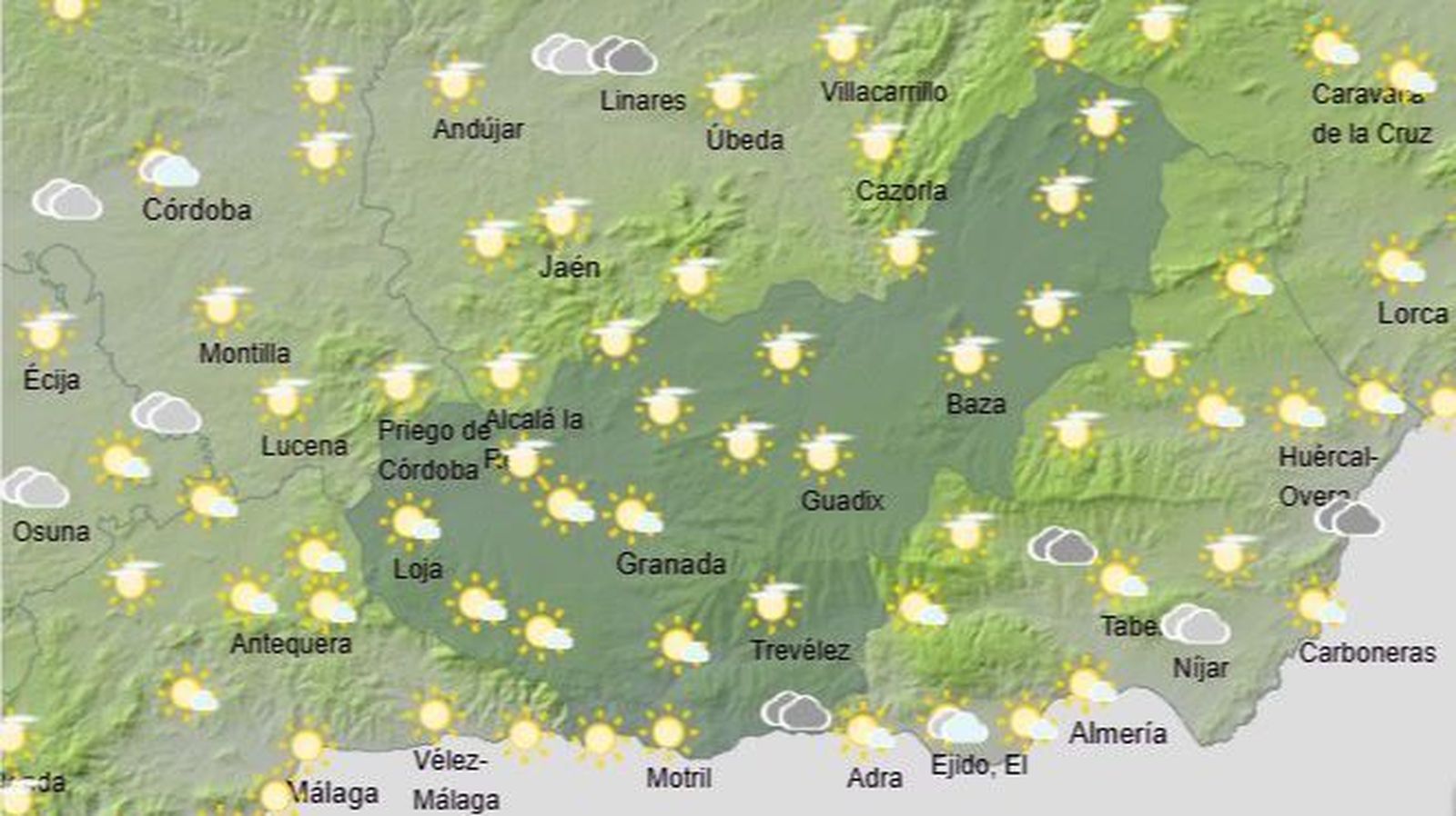 El Tiempo en Granada el segundo fin de semana de 2026