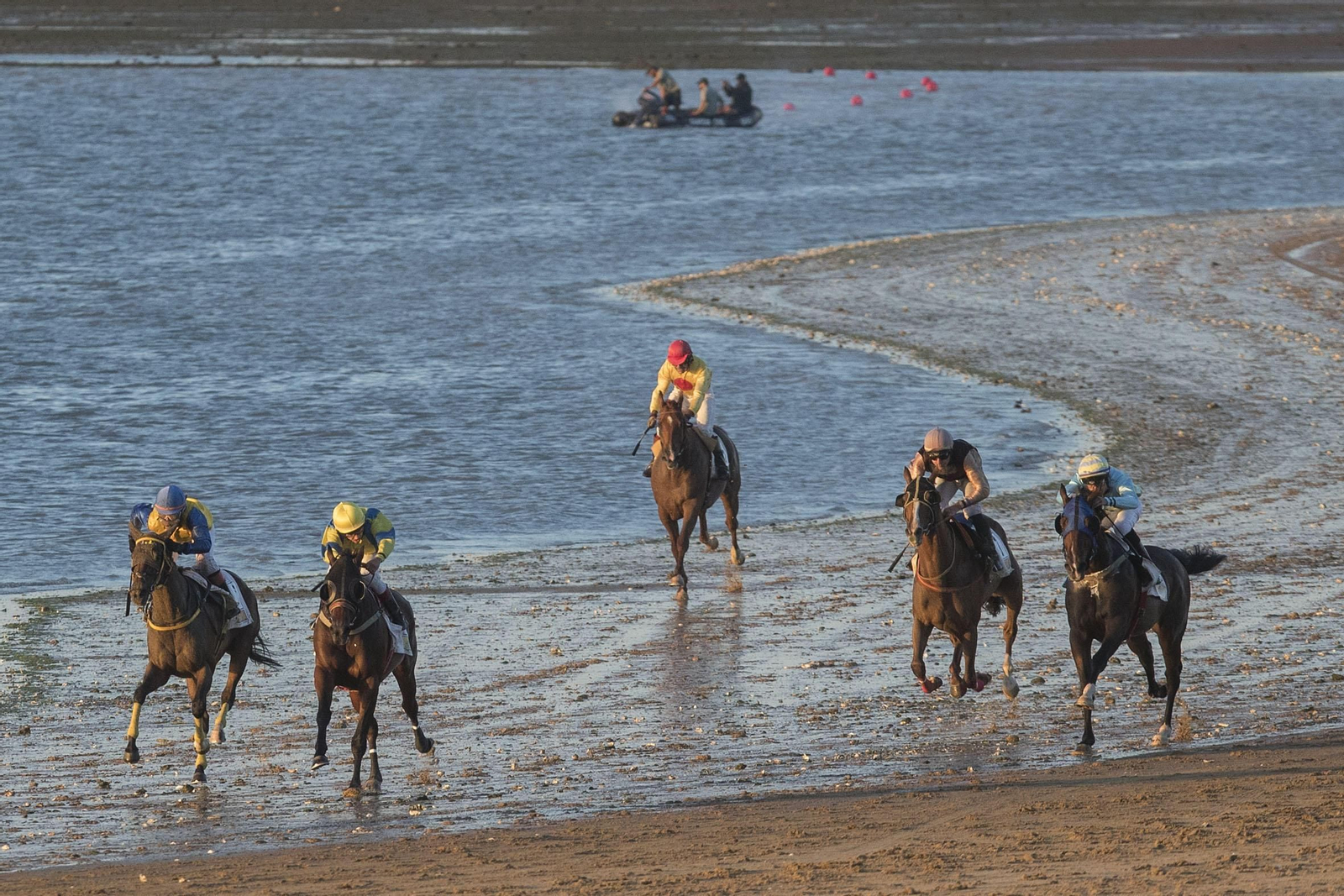 Impresionante estampa con los caballos corriendo en la bajamar sanluqueña entre las playas de Bajo de Guía y Las Piletas.