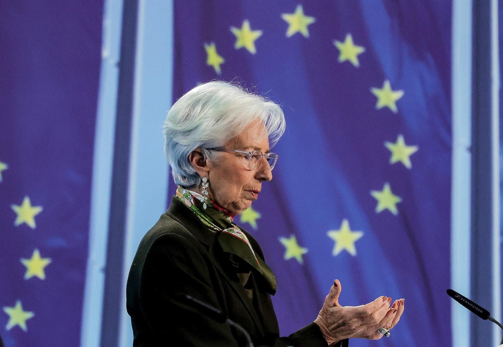 Christine Lagarde, en la rueda de prensa posterior a la reunión del BCE