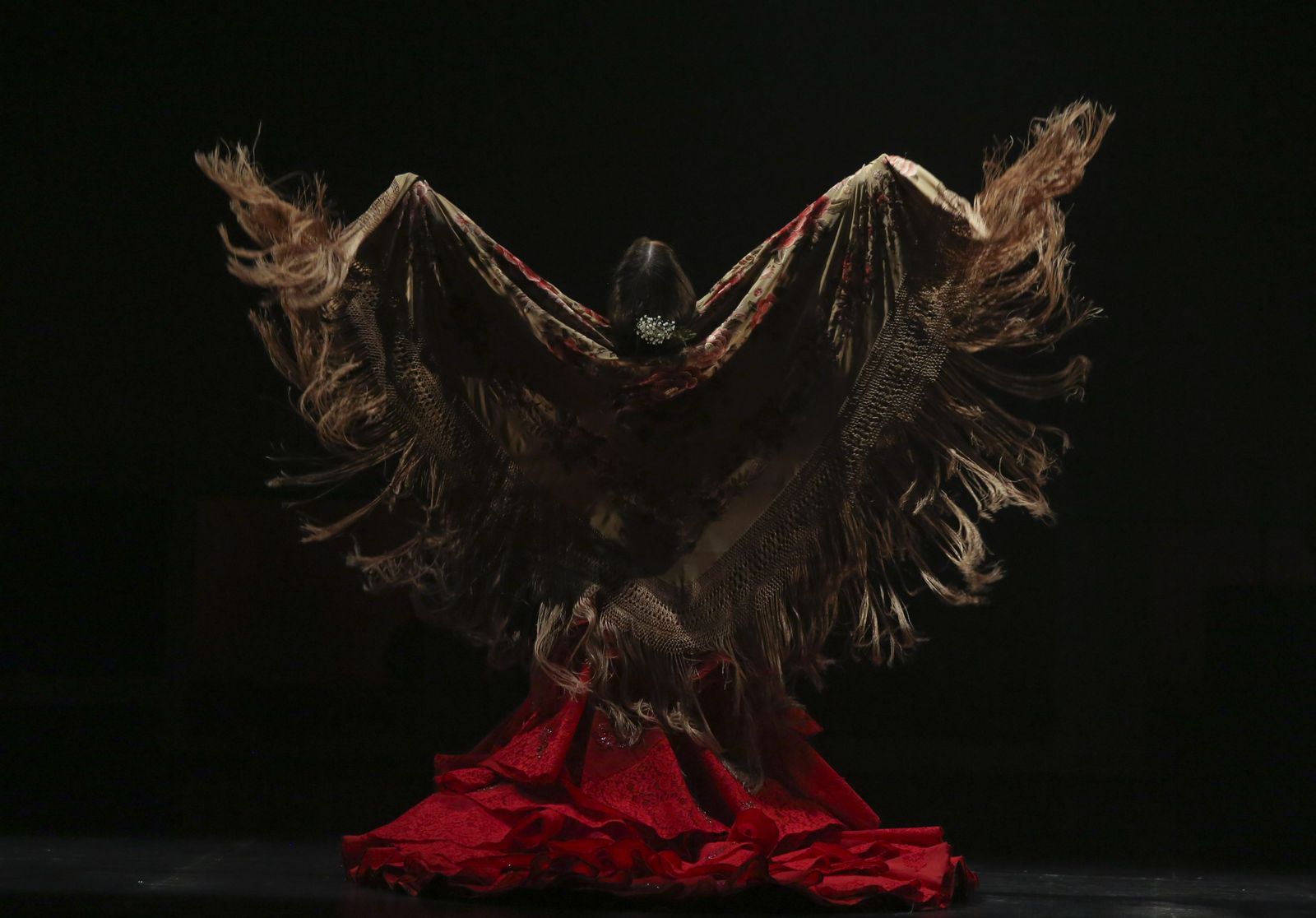 La bailaora Triana Ramos, este miércoles, durante la representación de ‘Diálogo con Navegante’ en el Teatro Cervantes.