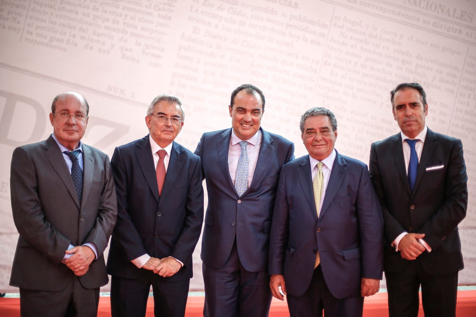 Manuel de la Peña, José Joaquín León, David Fernández, Augusto Delkader y Rafael Navas, directores de Diario de Cádiz en diferentes etapas.