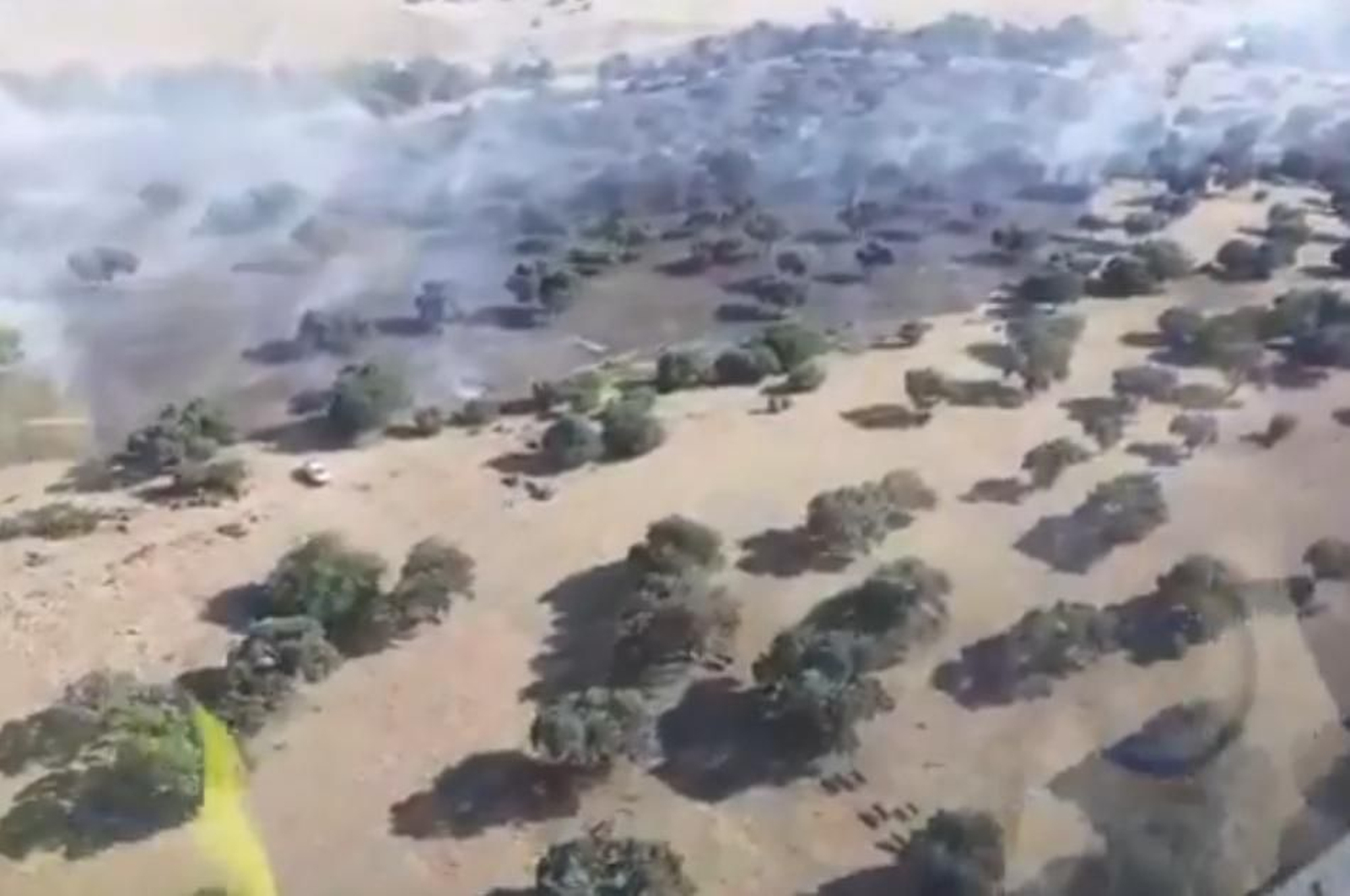 Lugar en el que se ha originado el incendio, tomada desde un medio aéreo.