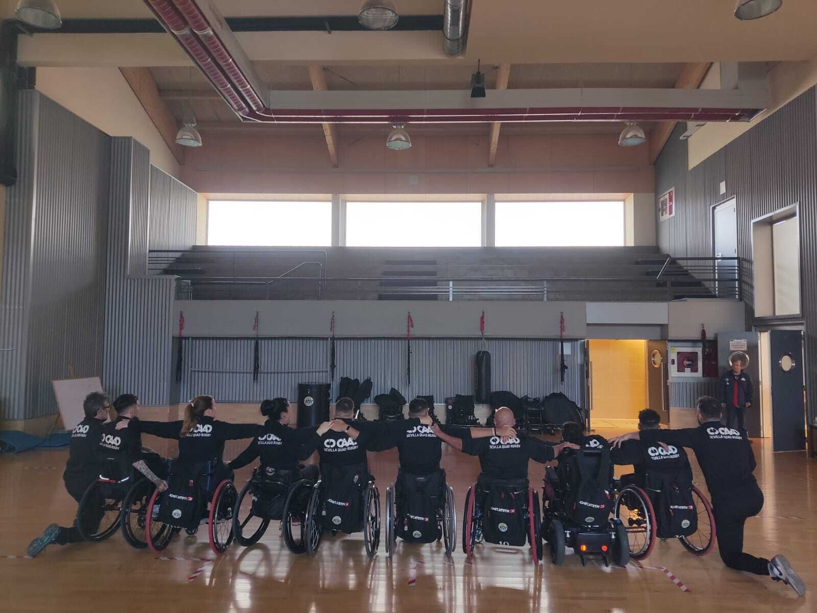 El CAAD Sevilla Quad Rugby tras su partido disputado ante el Adapta Zaragoza en Ólvega.