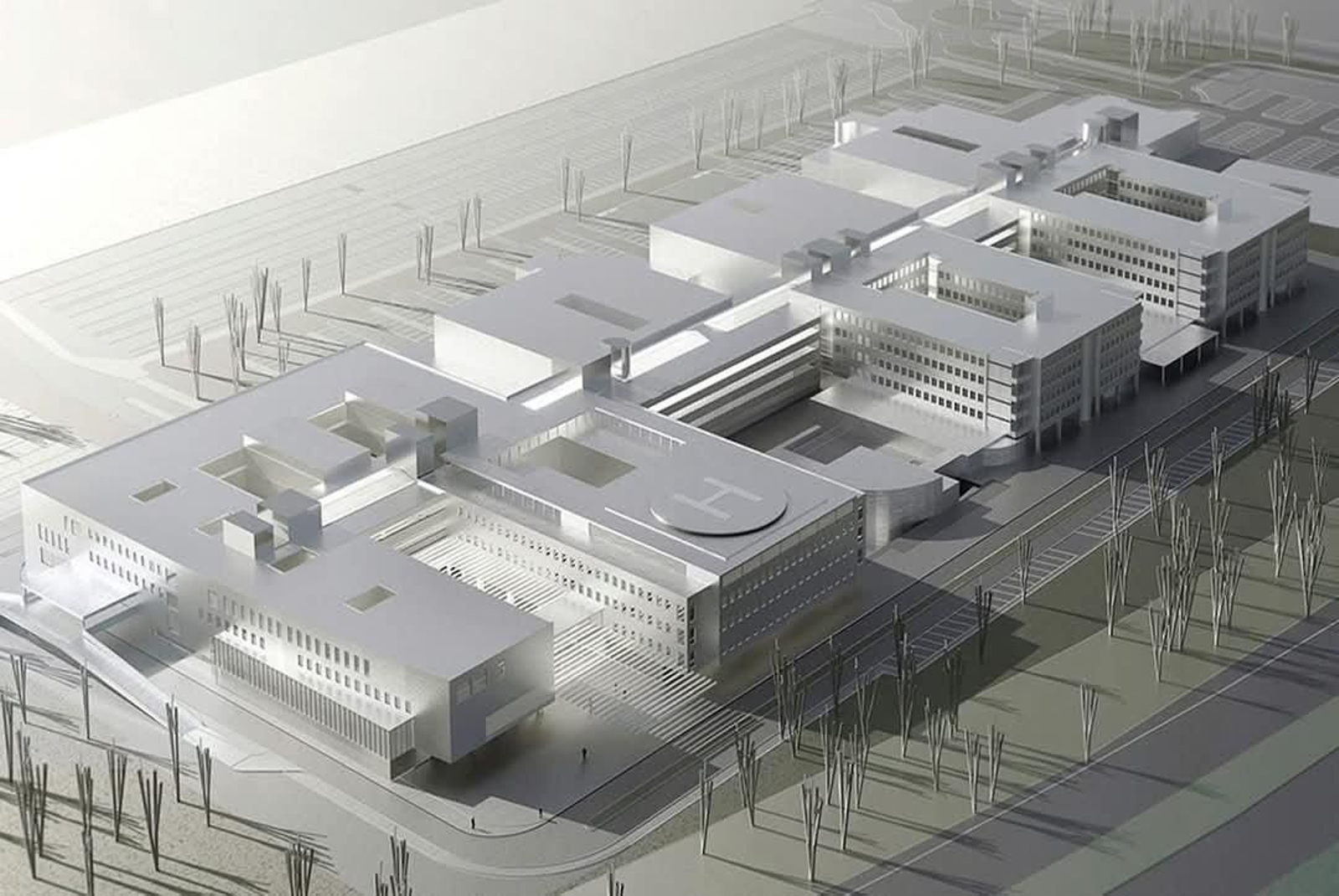 Vista aérea del proyecto del hospital Materno Infantil de Huelva.