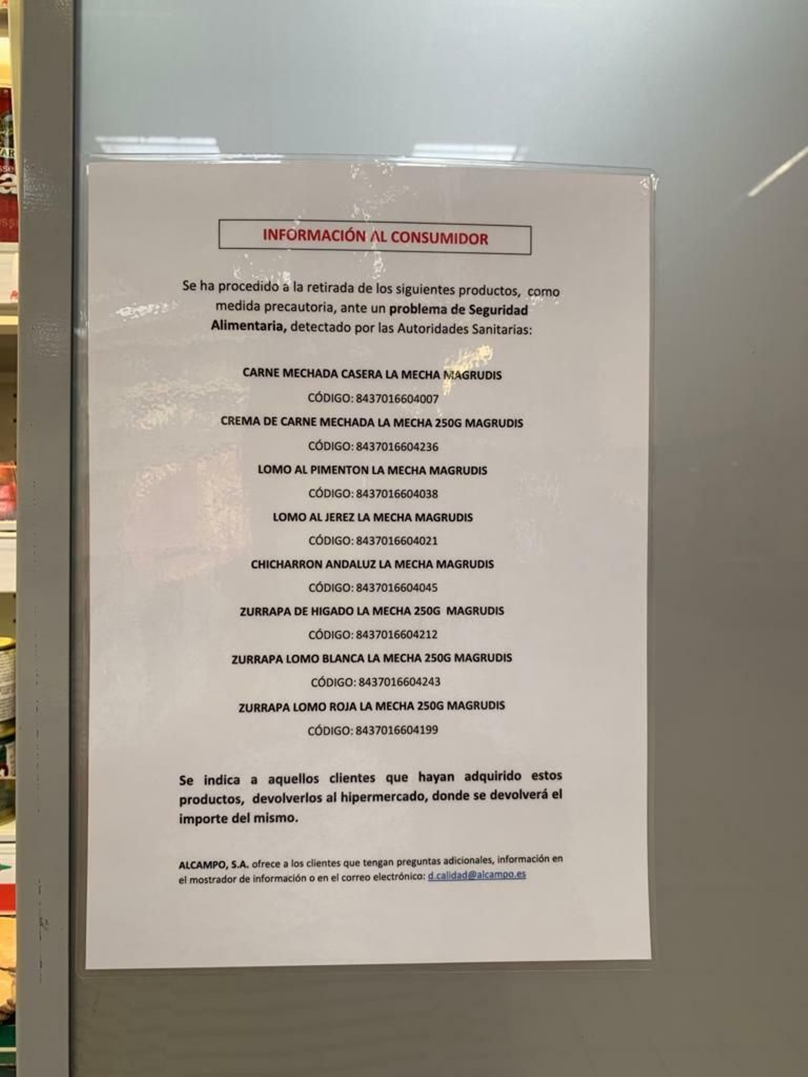 La información al consumidor en el Alcampo