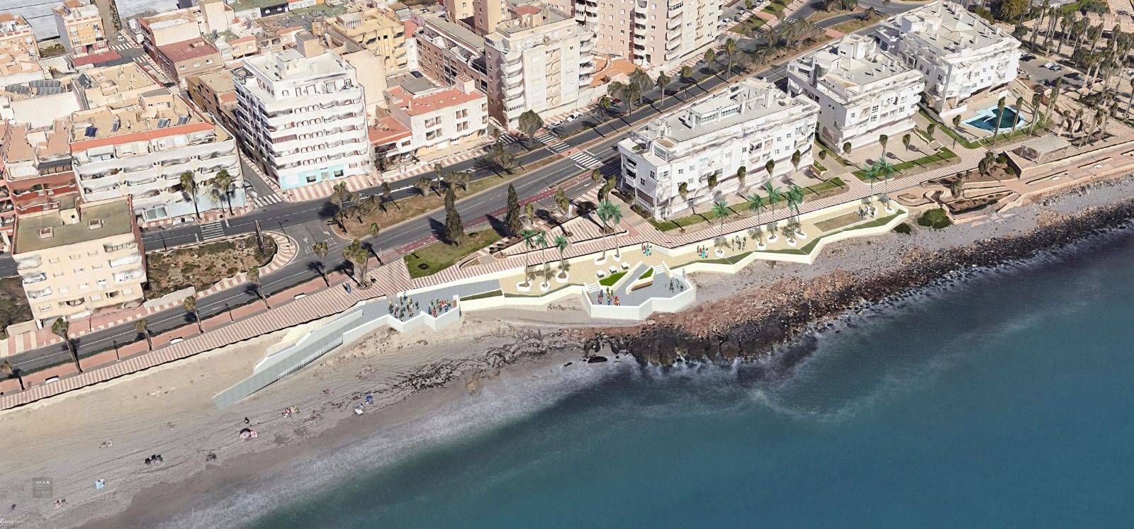 Así quedará la playa de La Bajadilla tras la actuación.