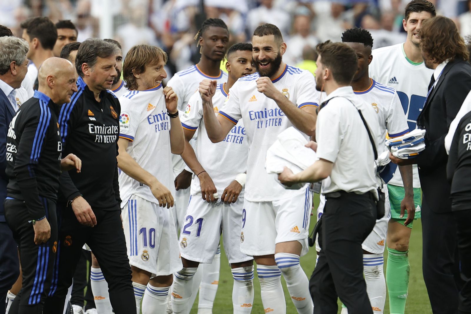 Victoria del Real Madrid y celebración del título de Liga