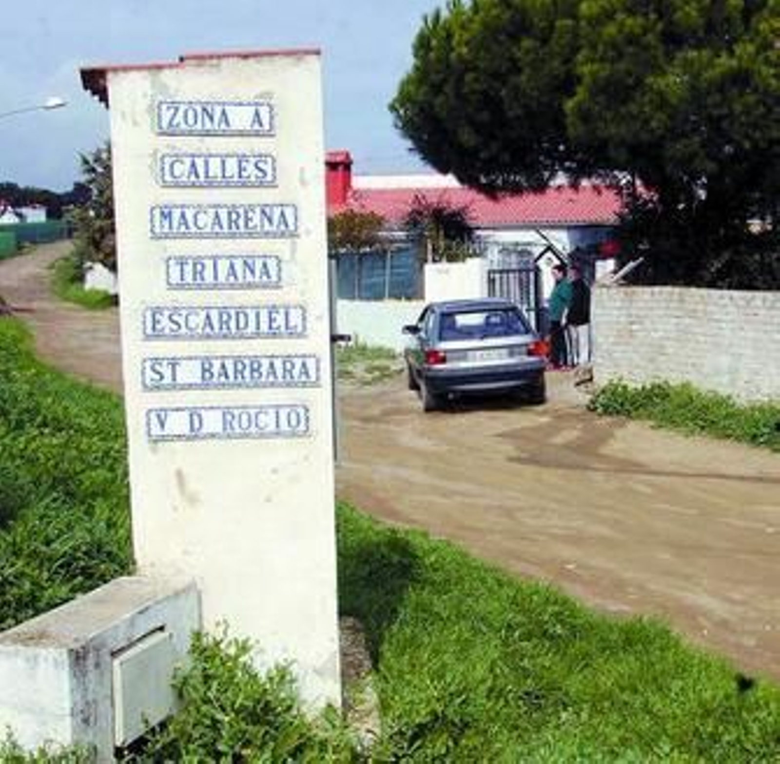Un panel con una relación de calles de Las Minas, que ocupa más extensión que el núcleo histórico.