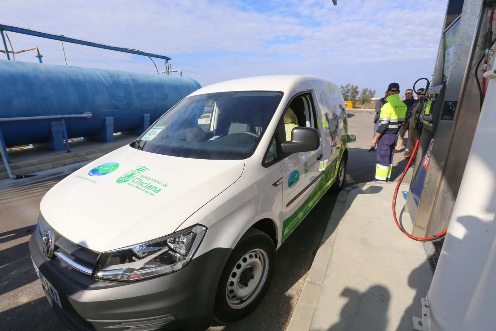 Uno de los coches de la empresa Chiclana Natural que ya son impulsados por biocombustible.