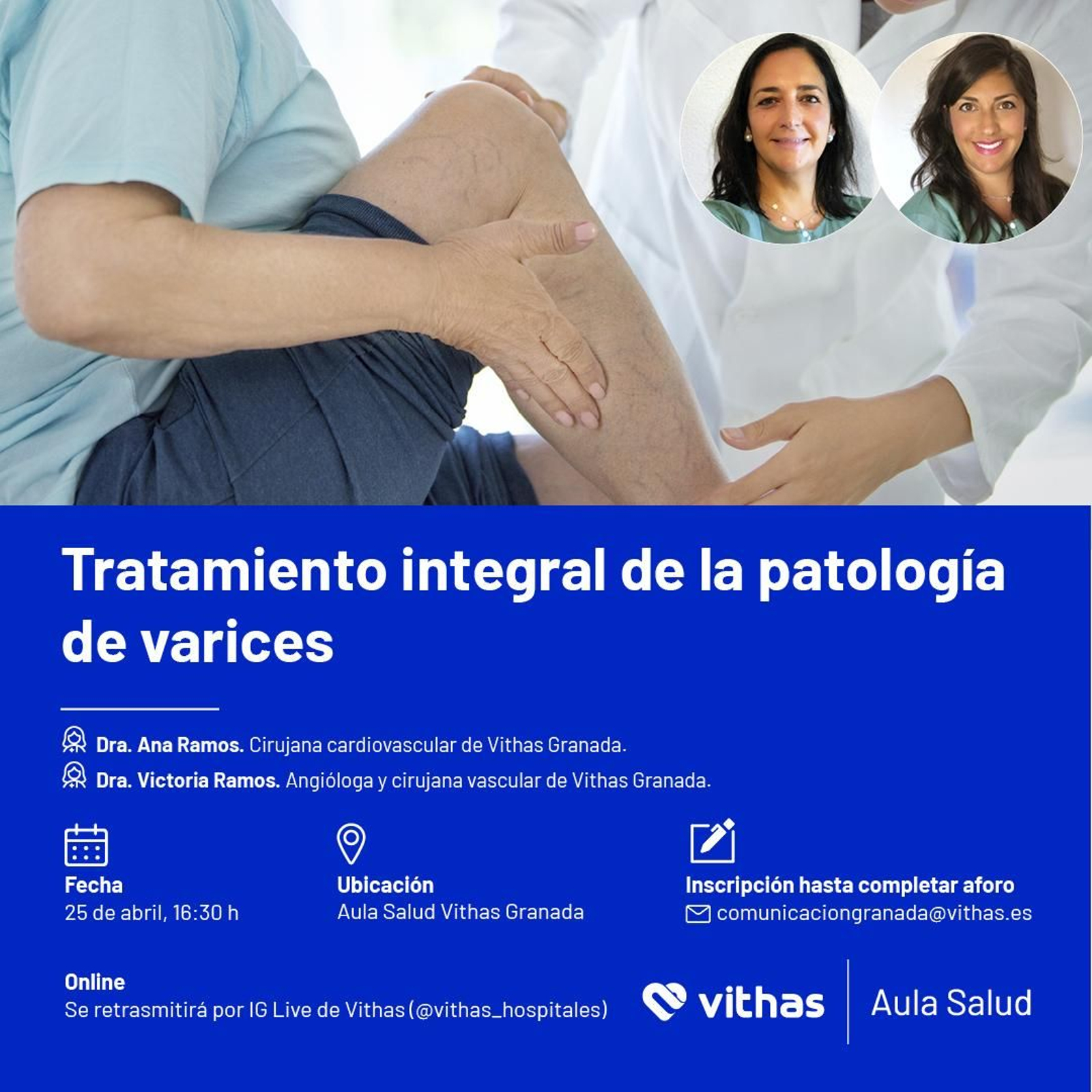 El Aula Salud gratuita el día 25 de abril a las 16:30 se retransmitirá en directo por Instagram.