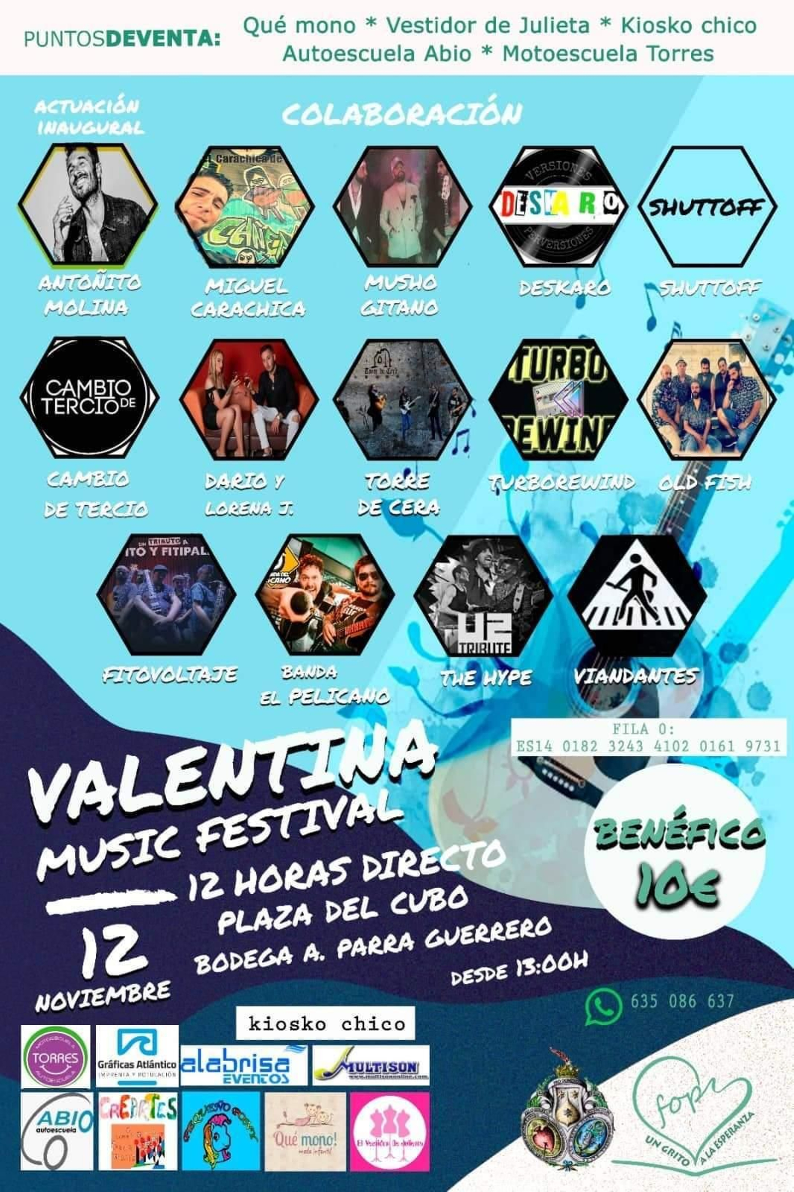 Cartel del festival solidario con los artistas que participan.