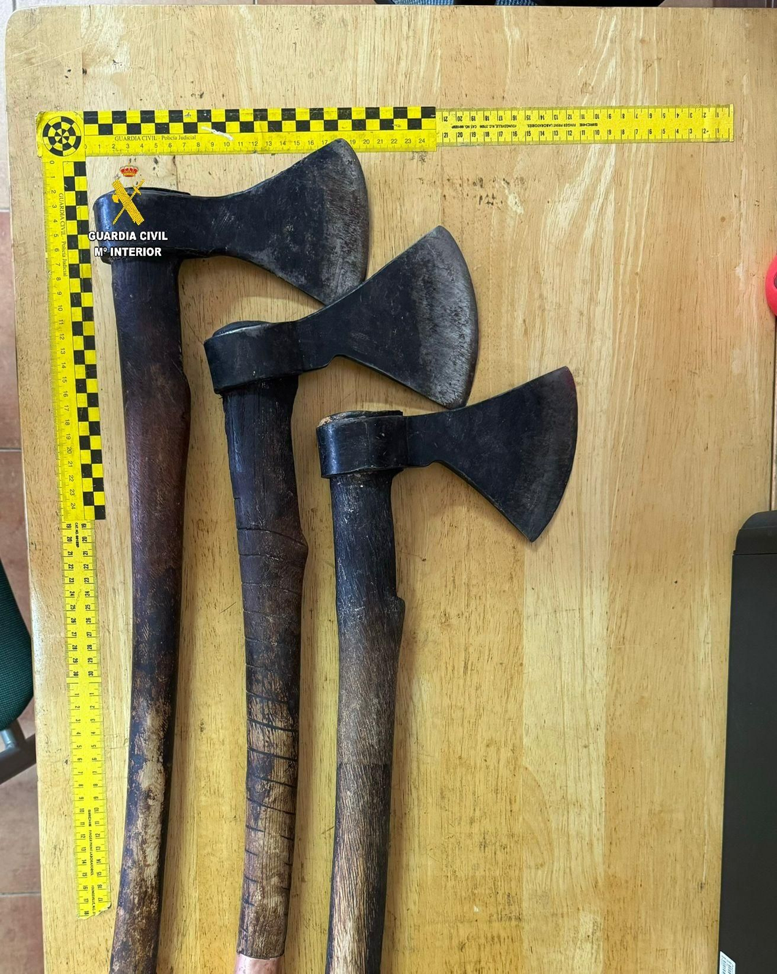 Hachas y otras herramientas utilizadas por los expoliadores.
