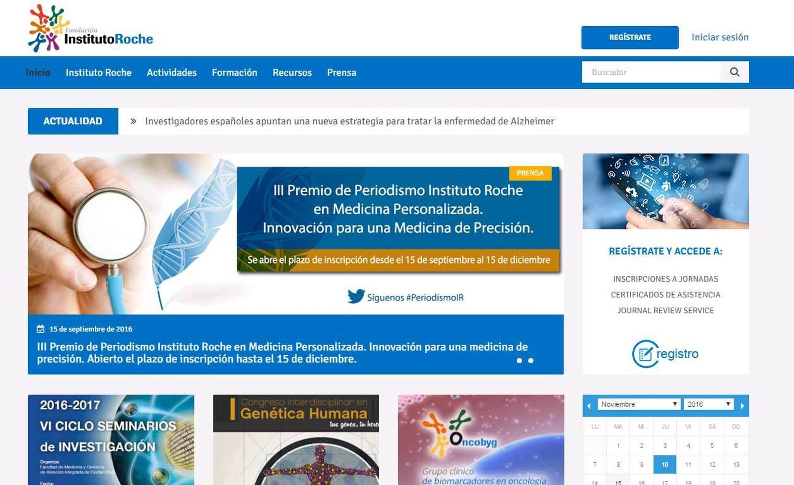 Página de la Fundación Instituto Roche