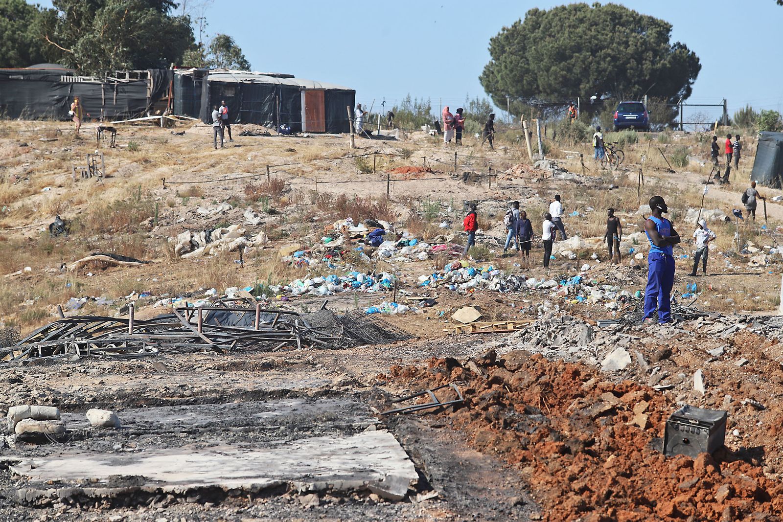 Así quedó el asentamiento de chabolas en Palos de la Frontera tras el incendio