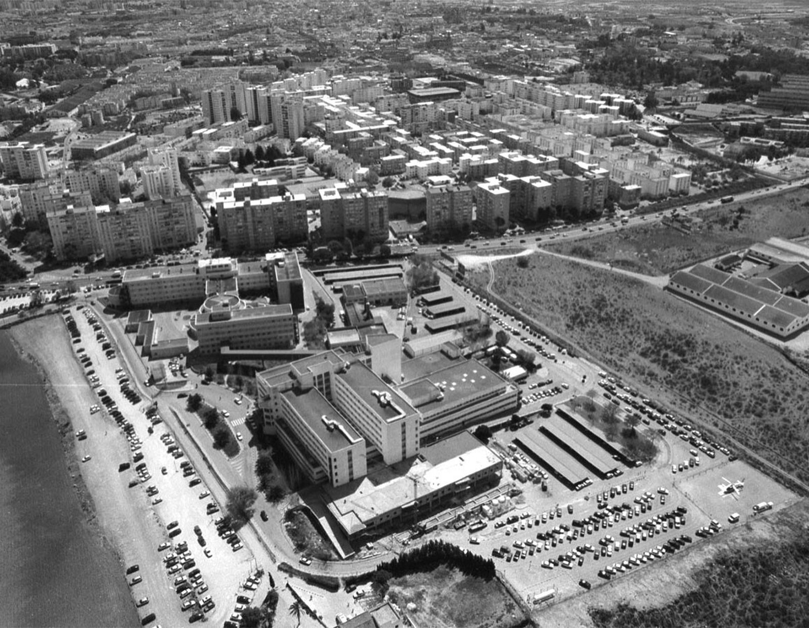Vista área del Hospital  de Jerez en una imagen publicada en el año 2000.