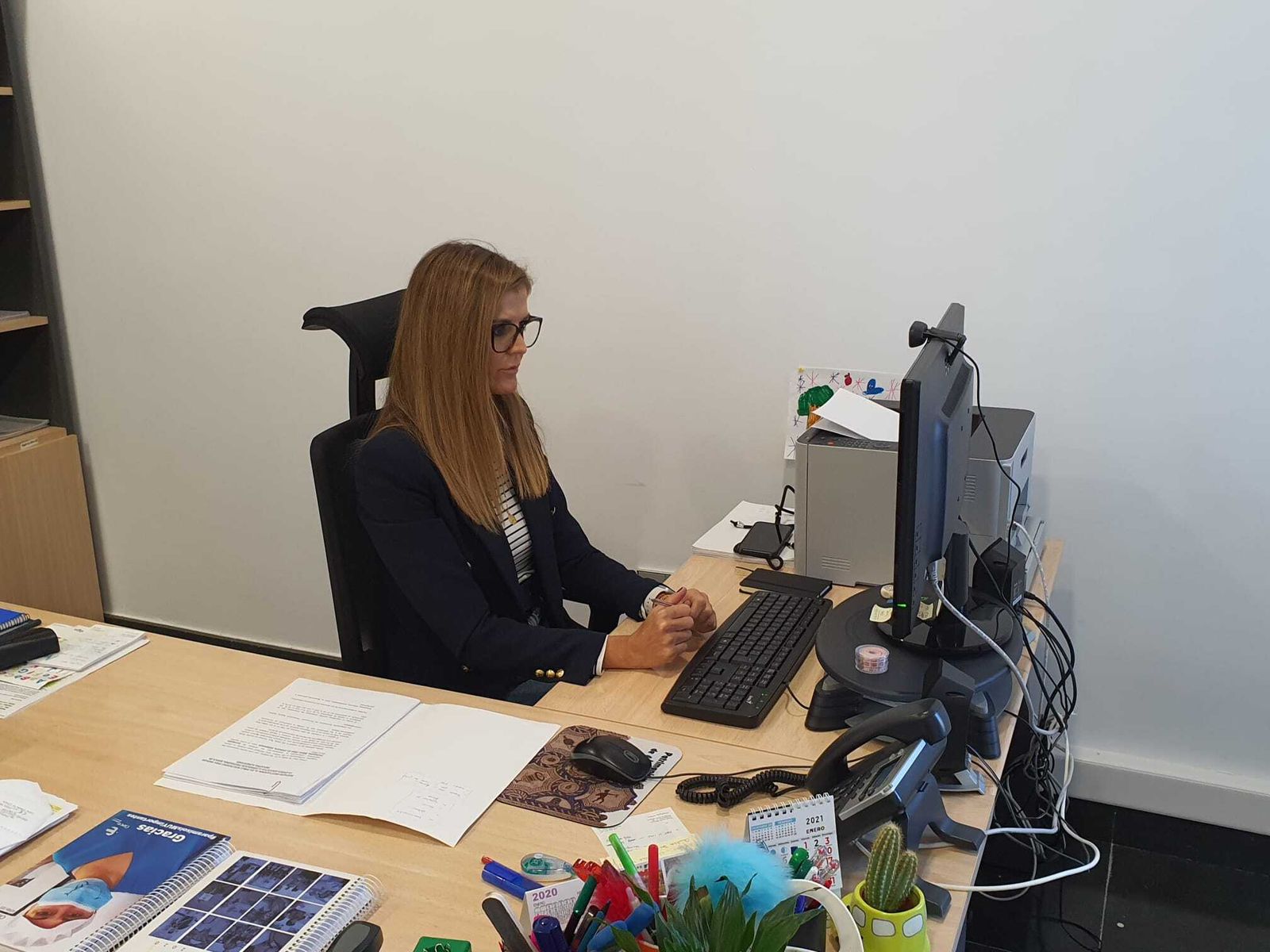 La edil Delia Mira, durante la celebración del último pleno telemático del Ayuntamiento de El Ejido.