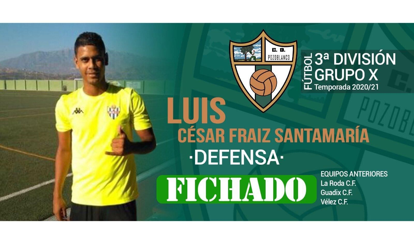 Imagen utilizada por el Pozoblanco para anunciar la llegada de Luis César Fraiz.