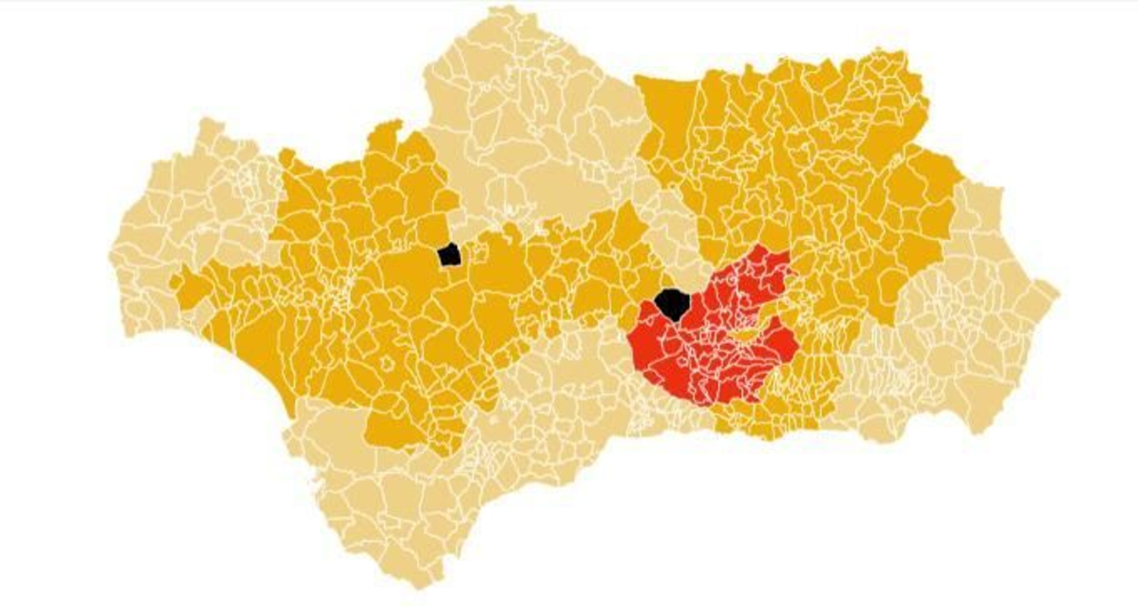Mapa de las medidas contra el coronavirus vigentes en cada municipio de Andalucía