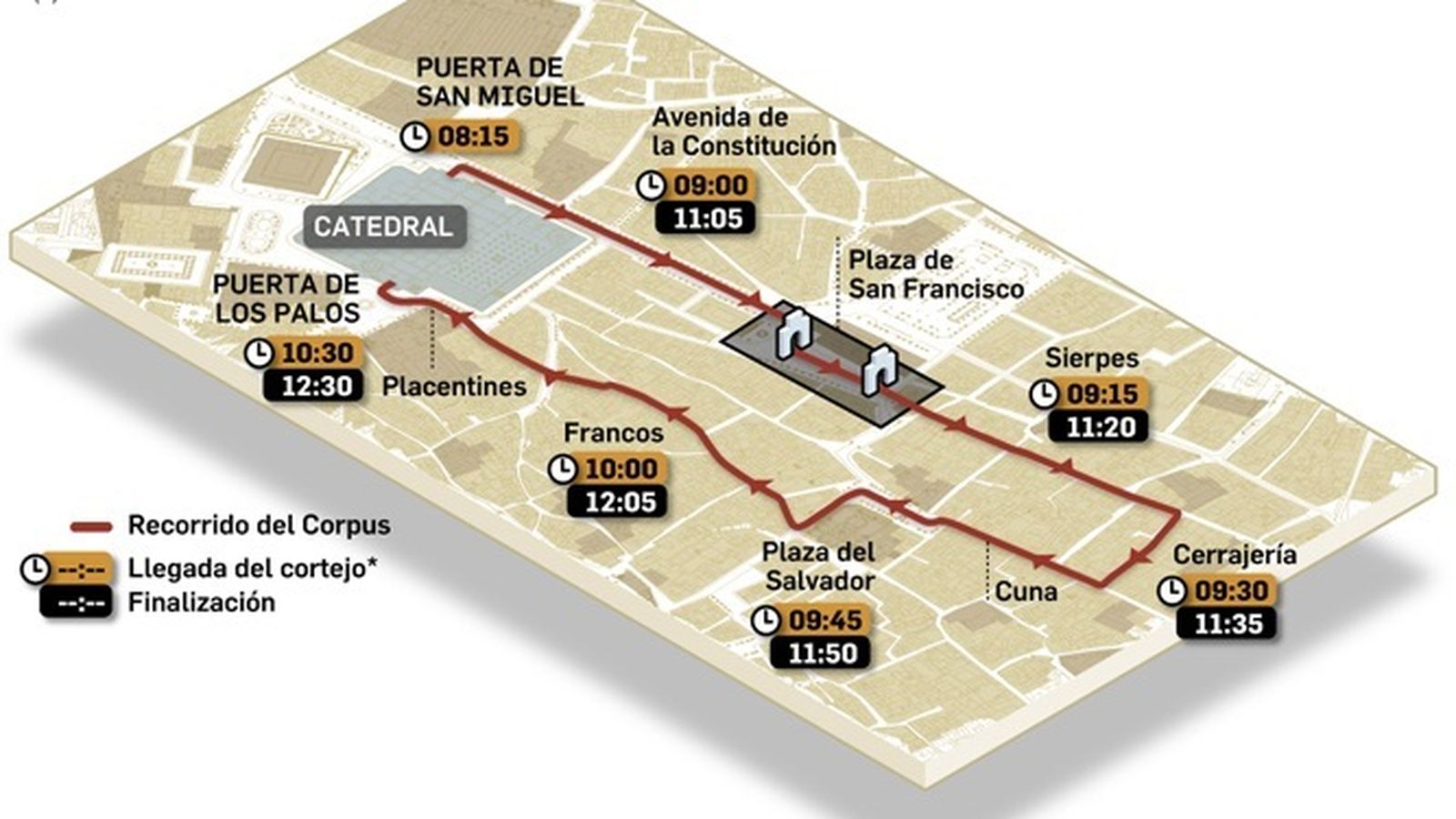 El recorrido de la procesión.