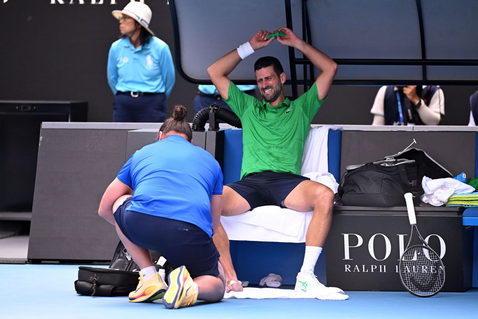 Las fotos de la retirada de Musetti ante Djokovic y del resto de cuartos de final