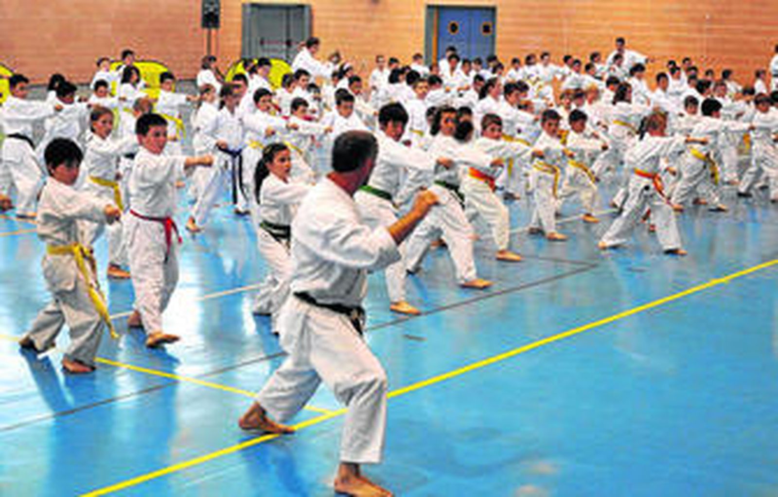 Imagen de los karatecas que se dieron cita en el pabellón Huerta Rosario.