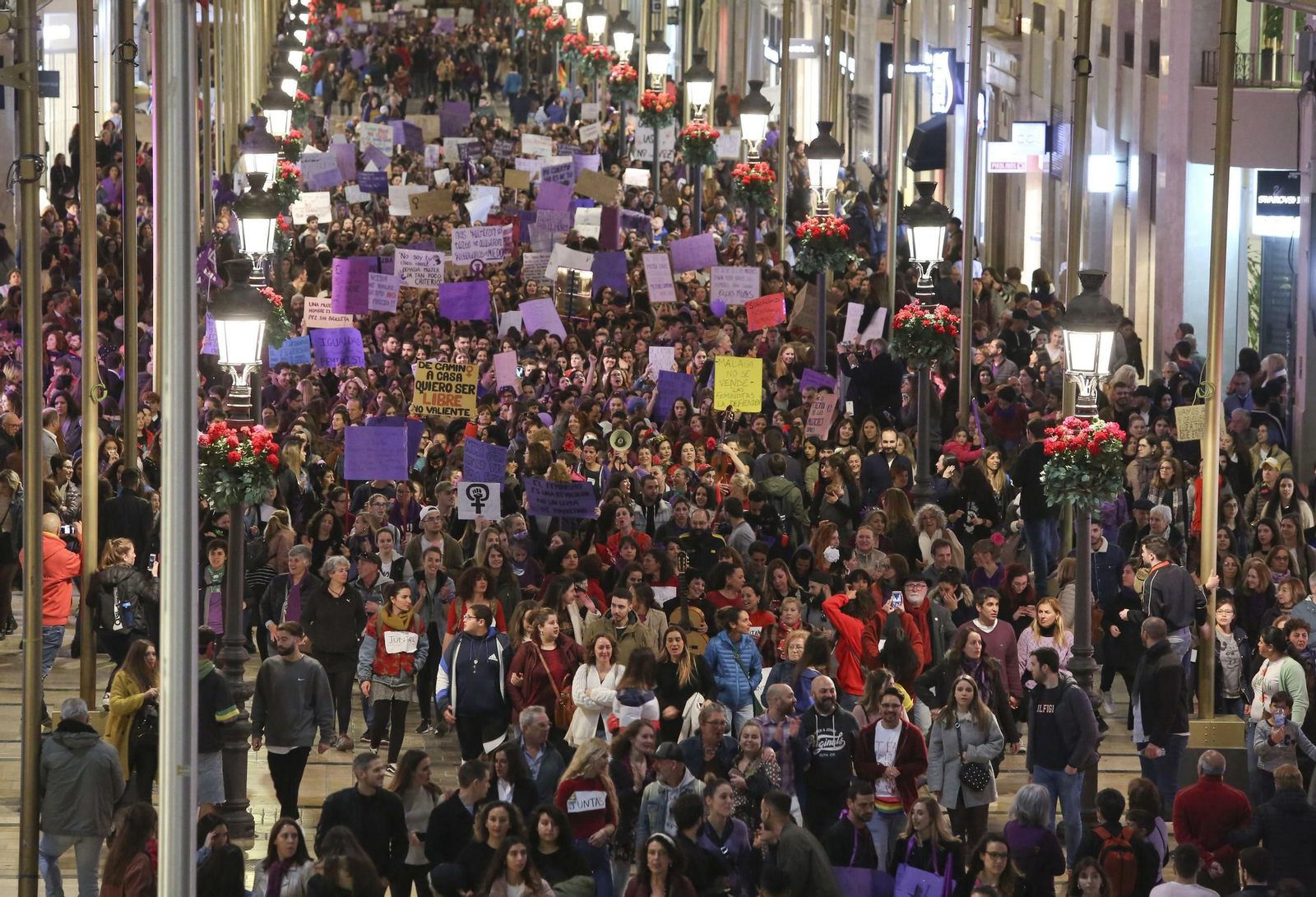La manifestación del pasado 8 de marzo de 2019 para por la calle Larios.