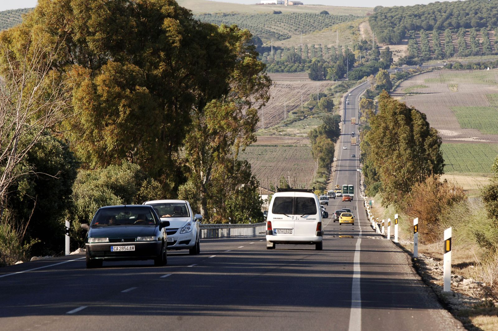 Un tramo de la A-384, que une Arcos con Antequera, que será objeto de remodelación para facilitar el acceso al pantano de Bornos.