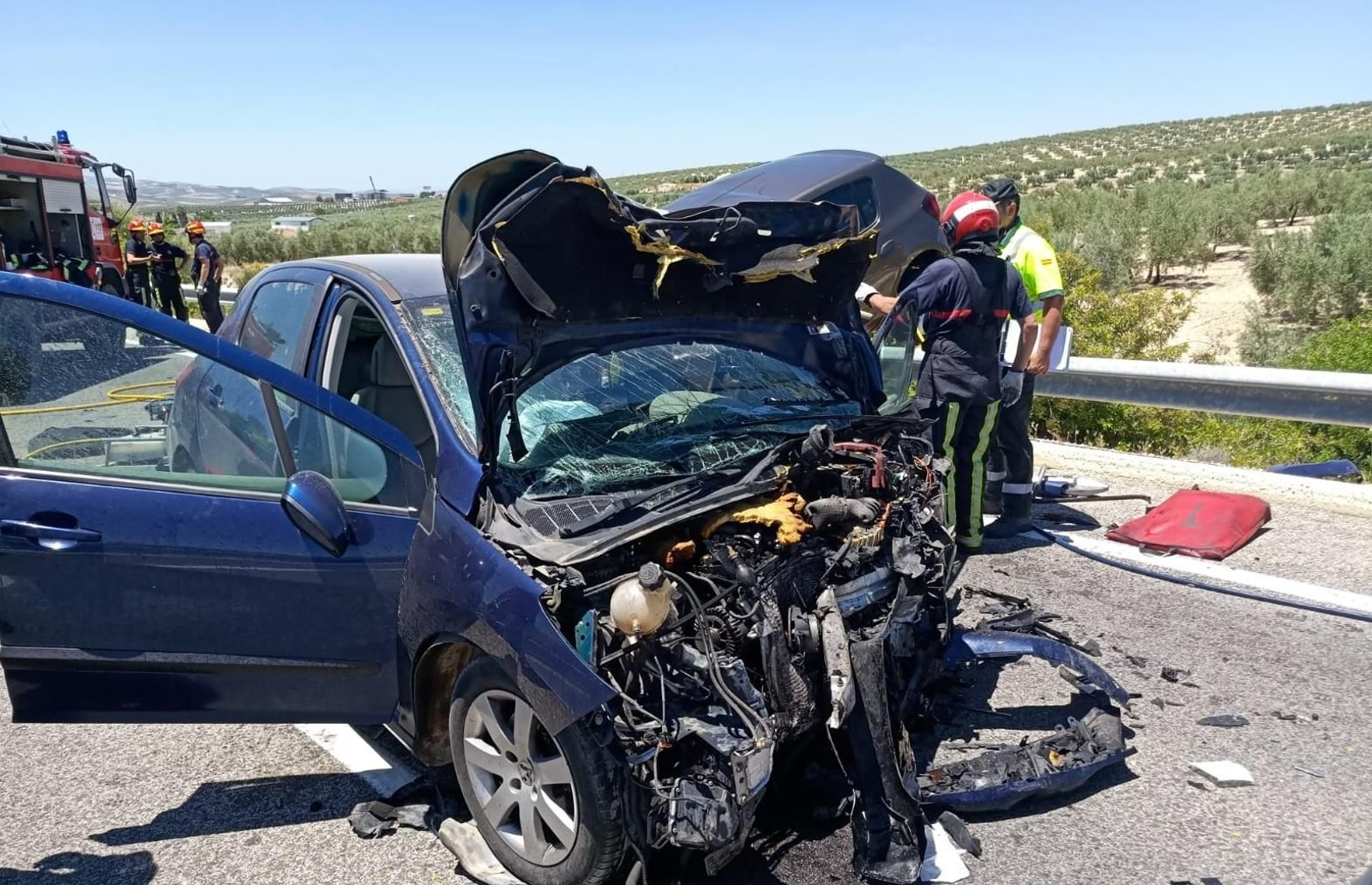 Así ha quedado uno de los vehículos implicados en el accidente.