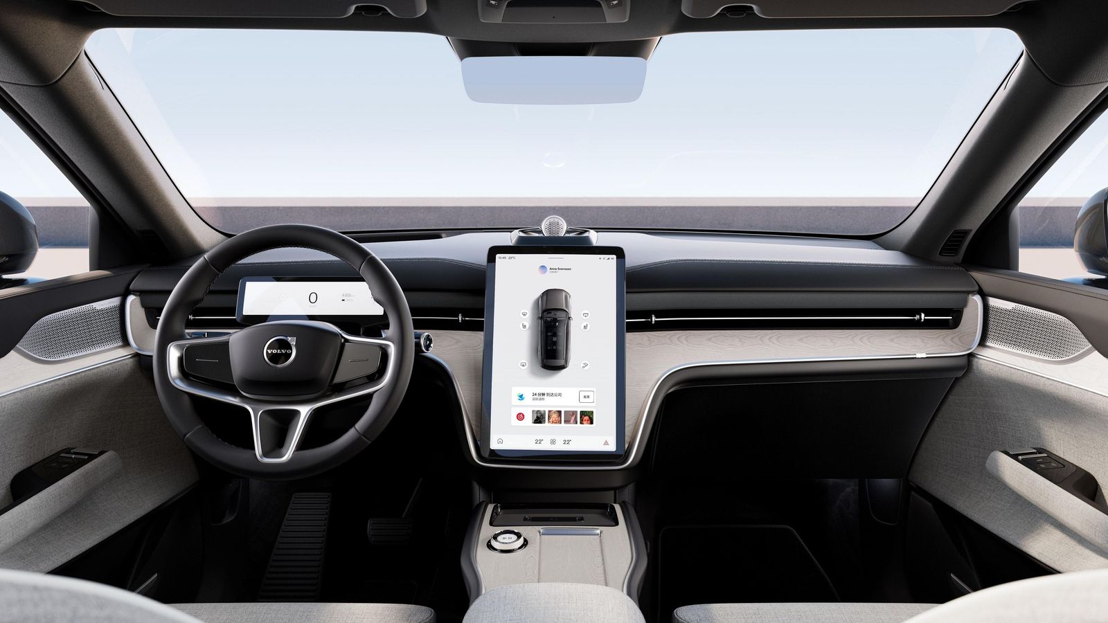 La pantalla táctil del salpicadero permite manejar, entre otras funciones, el equipo de sonido con función Dolby Atmos como primicia en Volvo y que ofrece un sonido envolvente 3D.