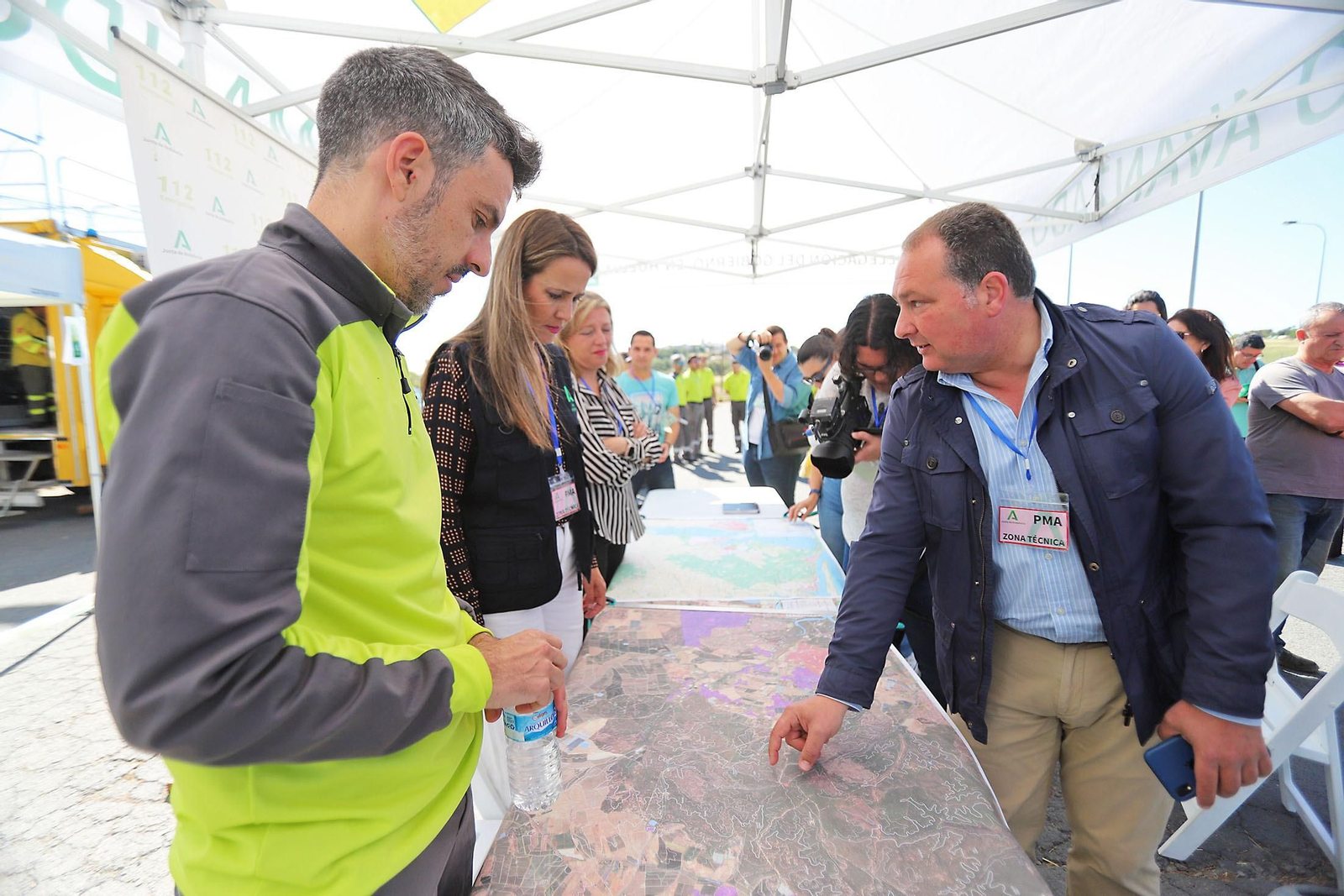 Imágenes del simulacro de incendio forestal que la Junta organiza en Aljaraque
