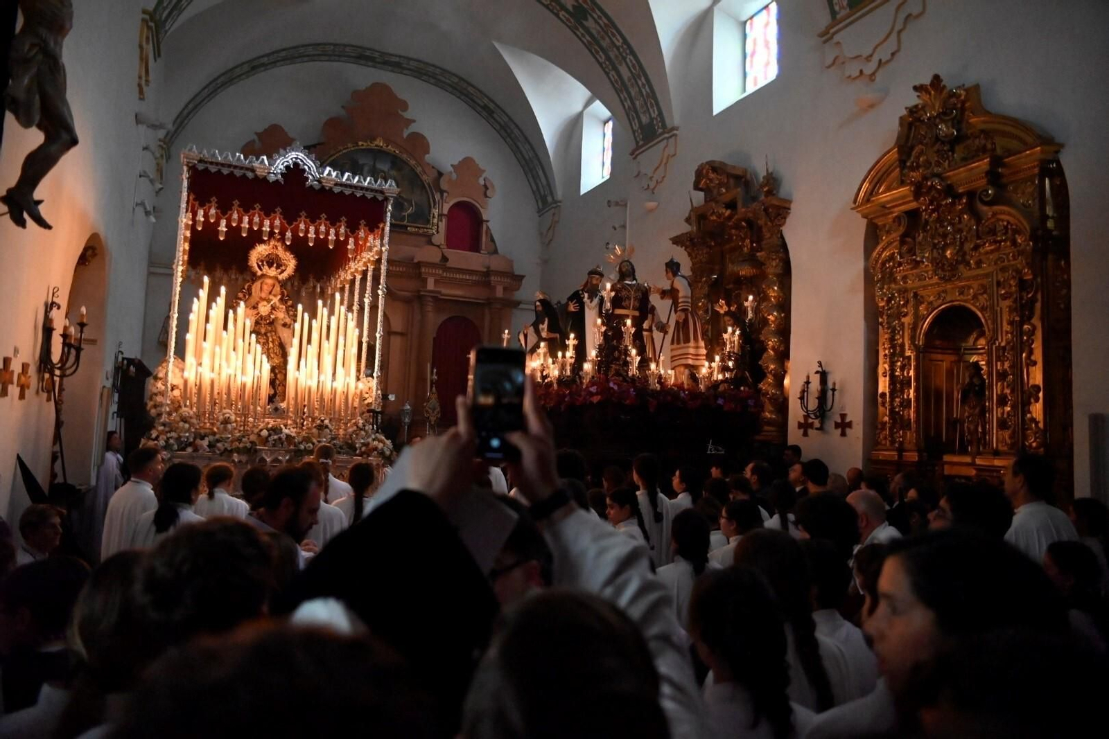 Las imágenes de la hermandad del Perdón en la iglesia de San Roque este Miércoles Santo