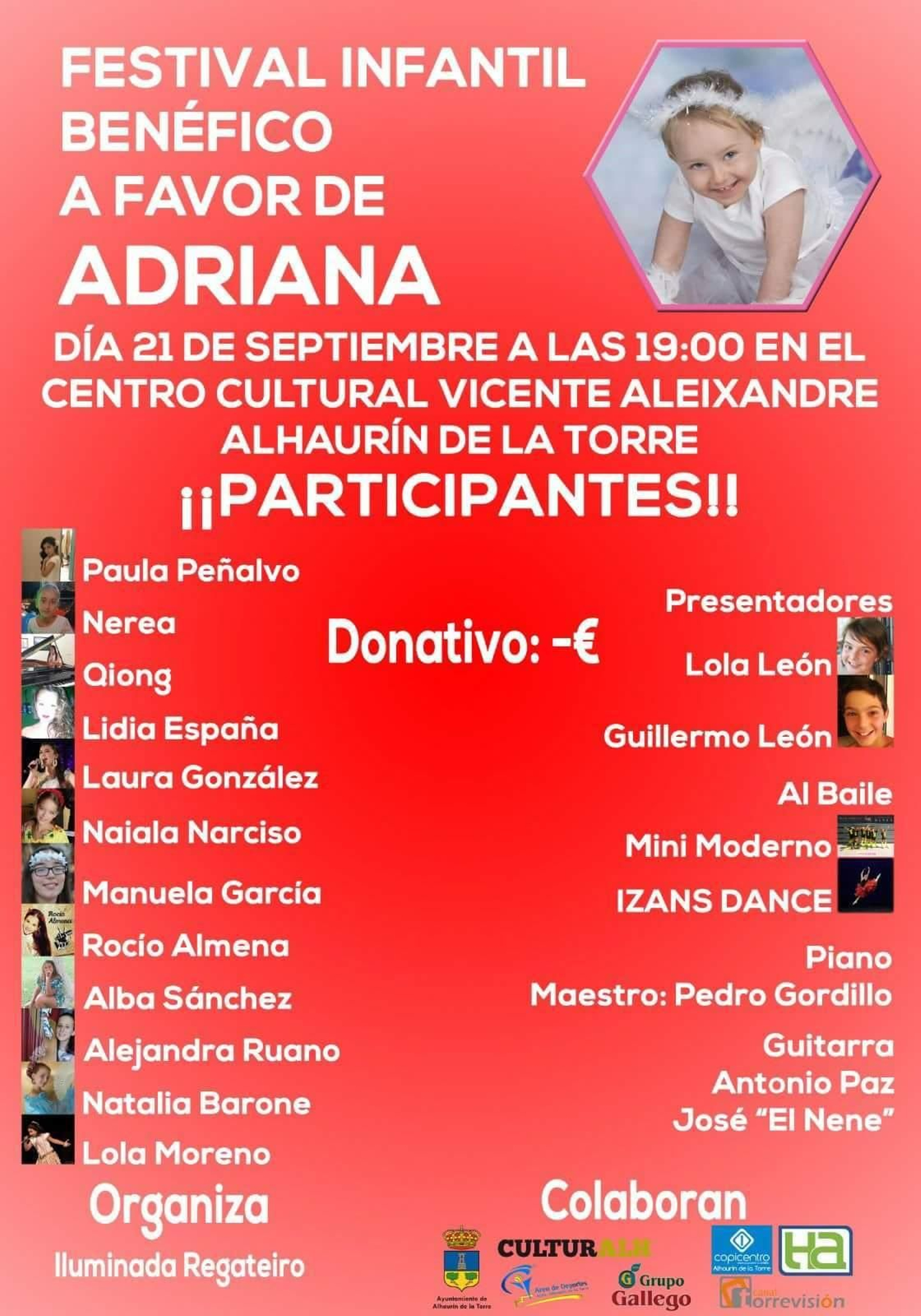 Cartel del festival benéfico a favor de Adriana.