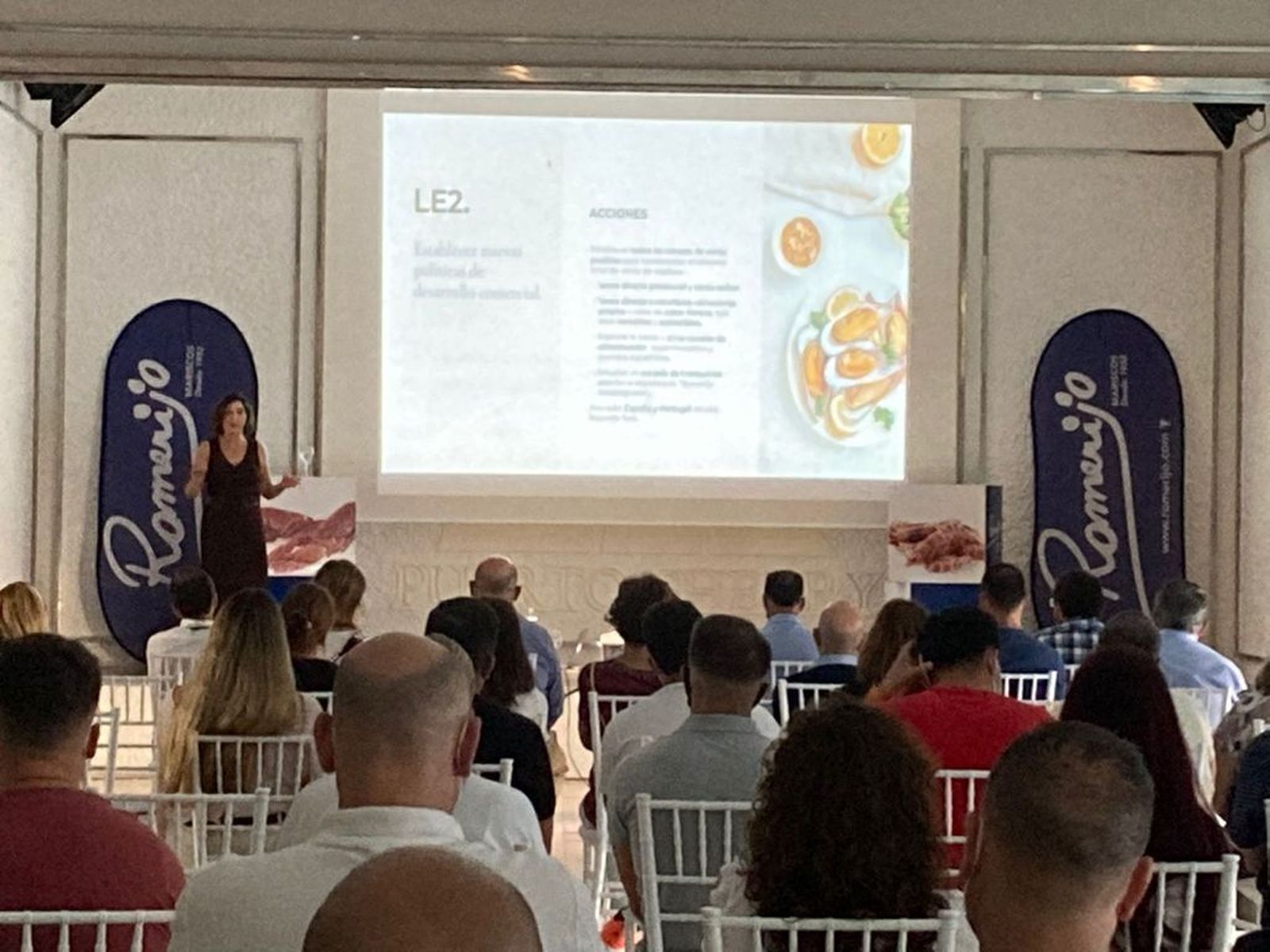 La CEO de Romerijo, Olga Romero, durante la presentación del Plan Estratégico  en el hotel de Puerto Sherry.