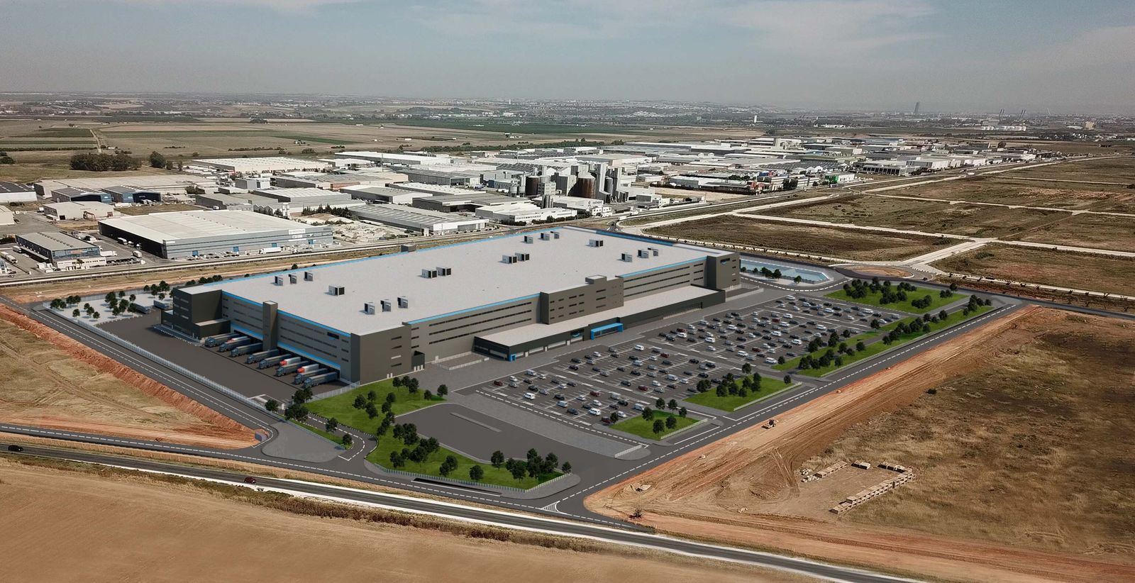 Imagen virtual de cómo será el nuevo centro logístico de Amazon