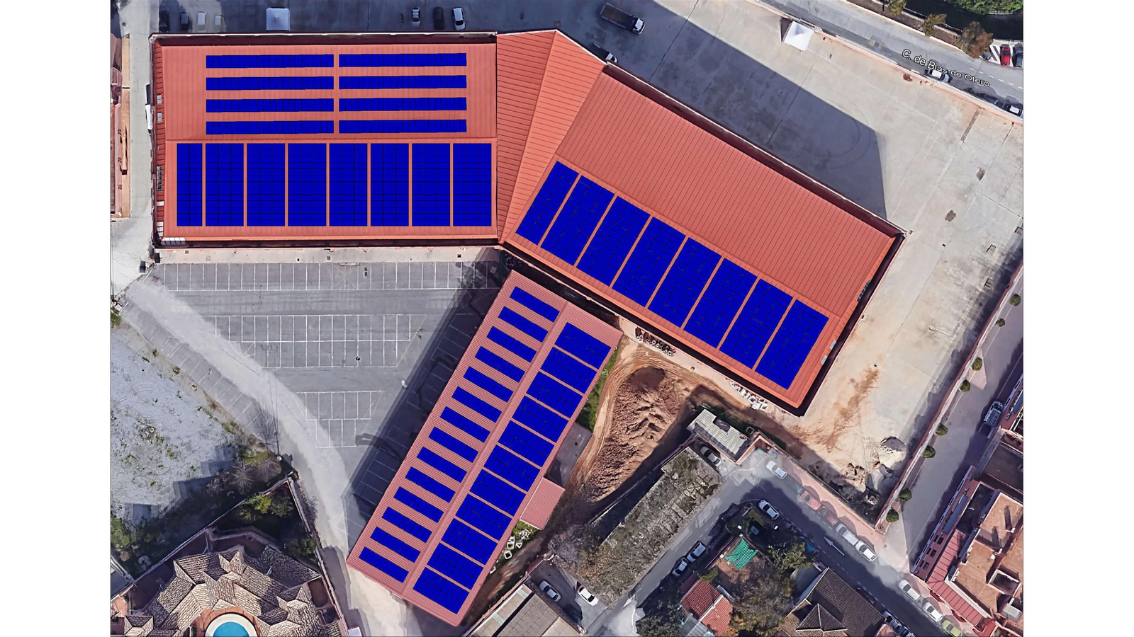 La cubierta de la Feria de Muestras de Armilla donde estarían ubicadas las placas solares
