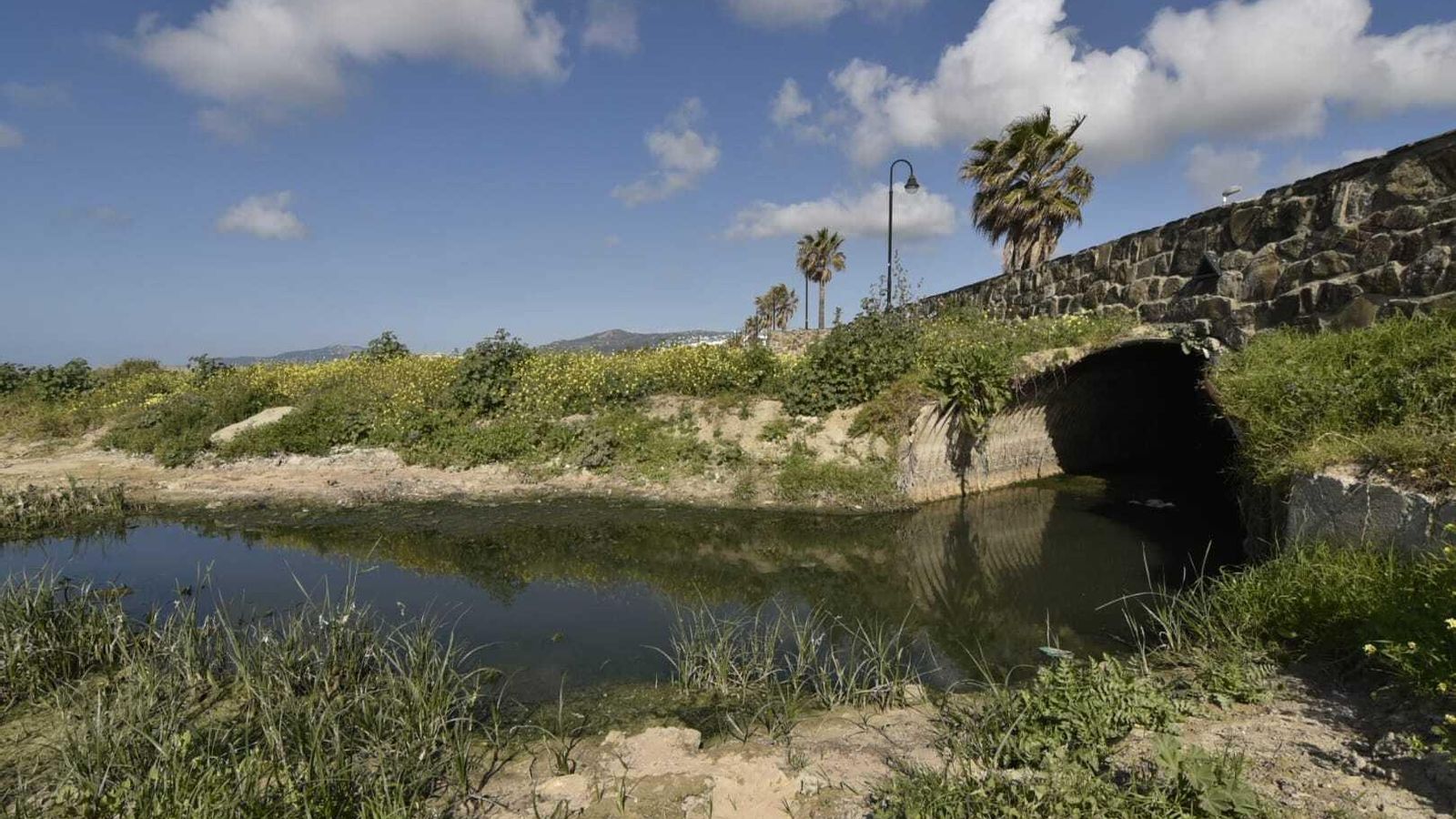 El aliviadero bajo el paseo de Los Lances. El aliviadero bajo el paseo de Los Lances.